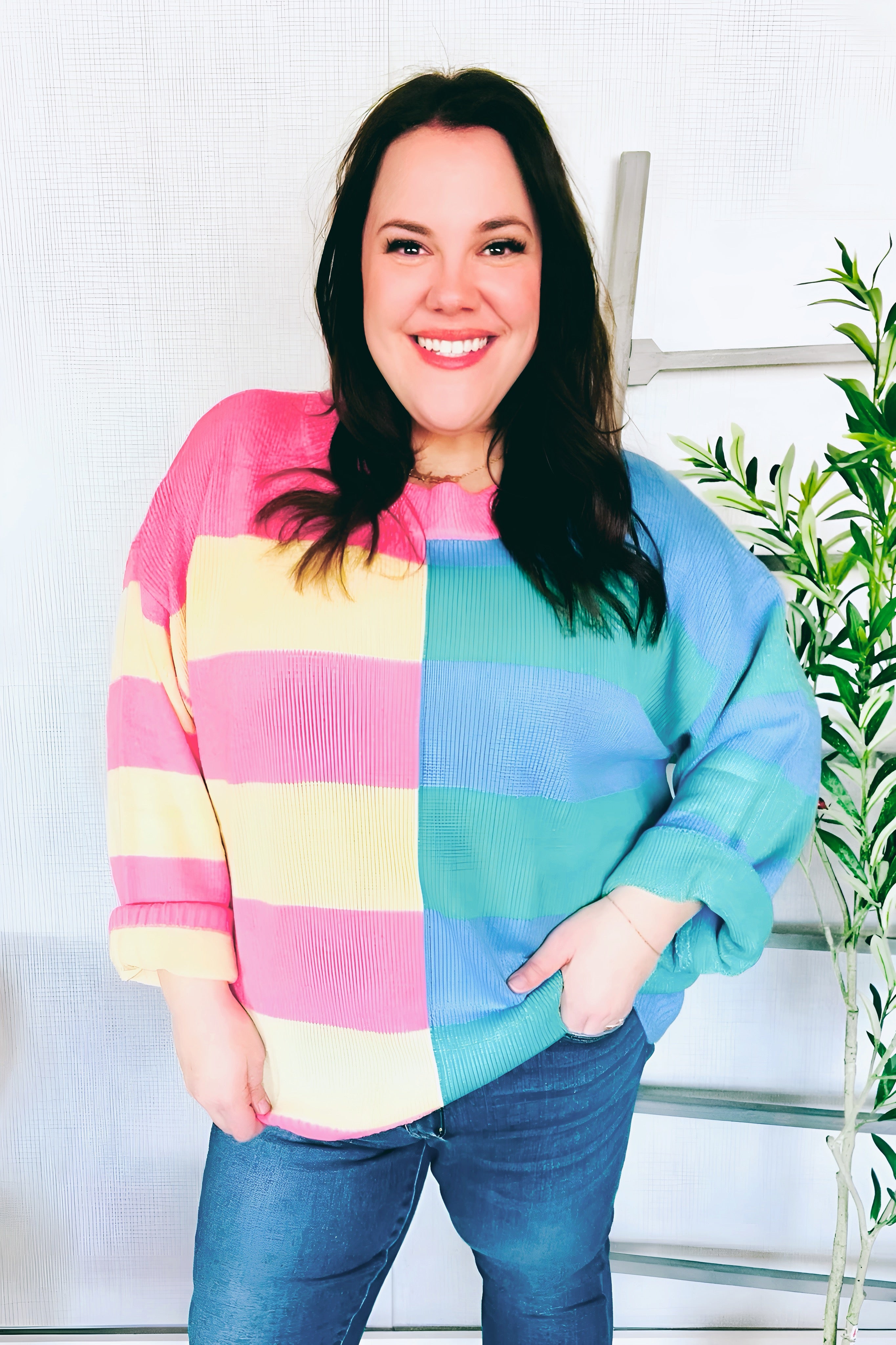 My Vibe Stripe Color Block Knit Sweater