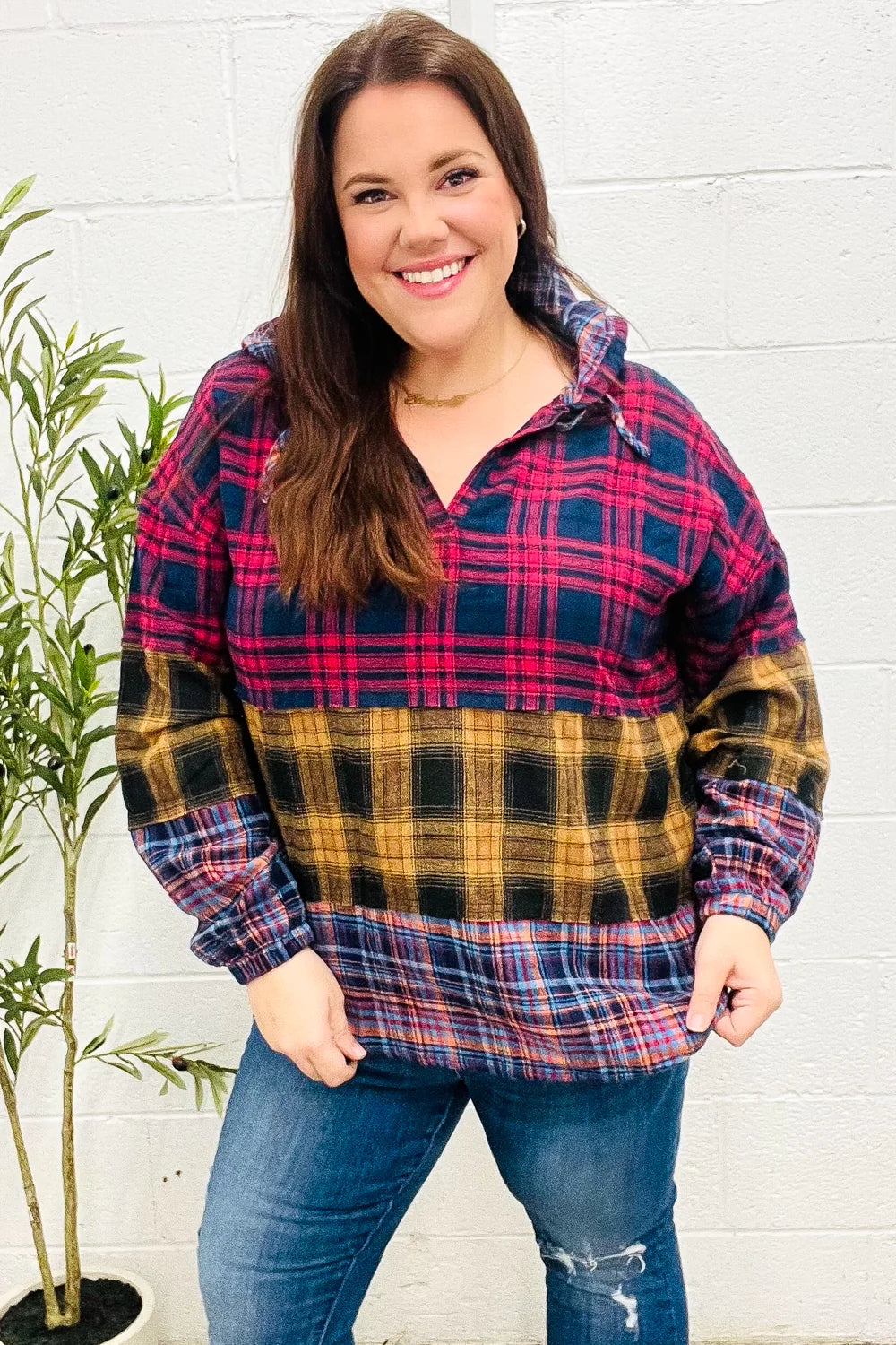 Fall Into You Plaid Flannel Hoodie