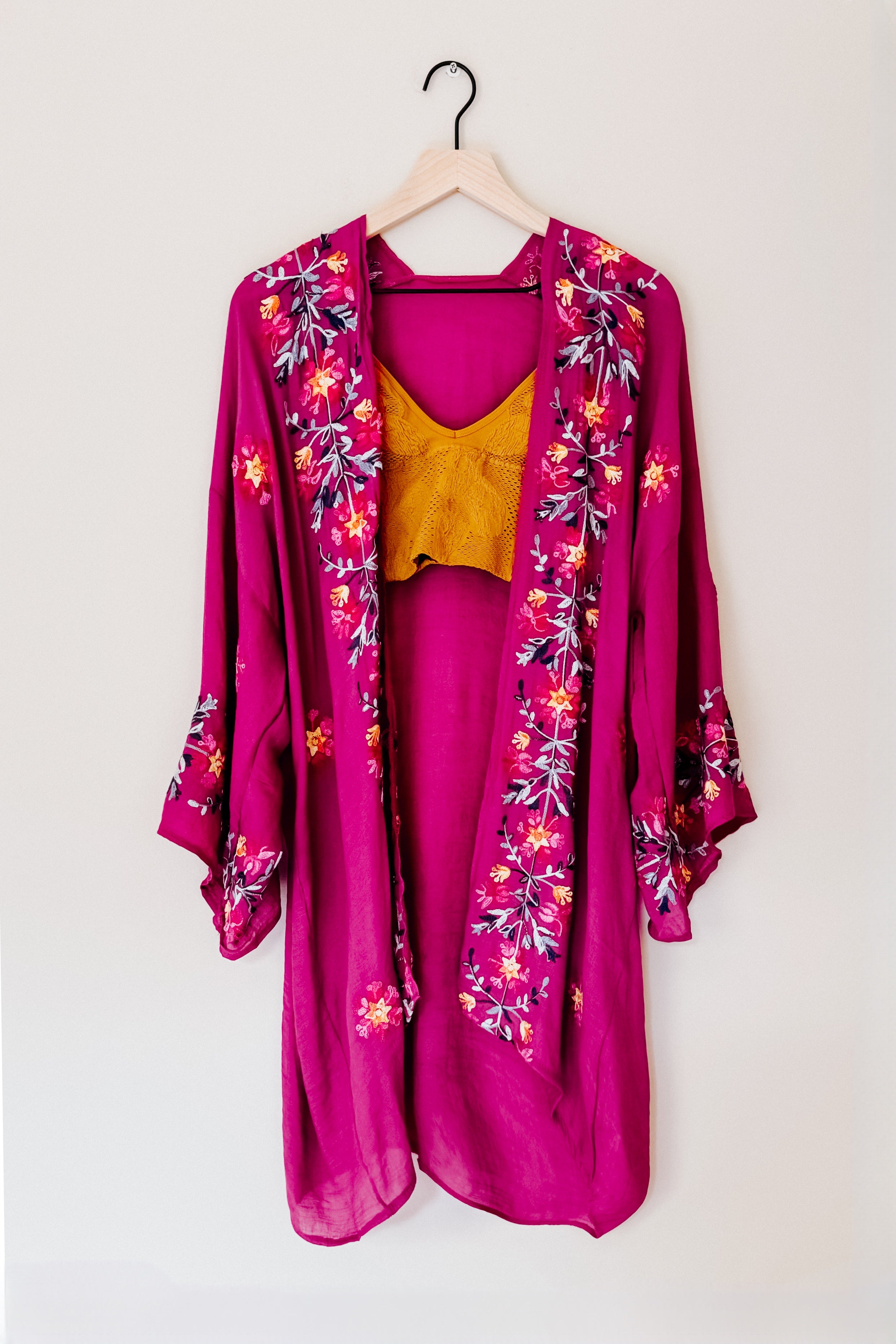 The Sweet Life Embroidered Duster • Magenta