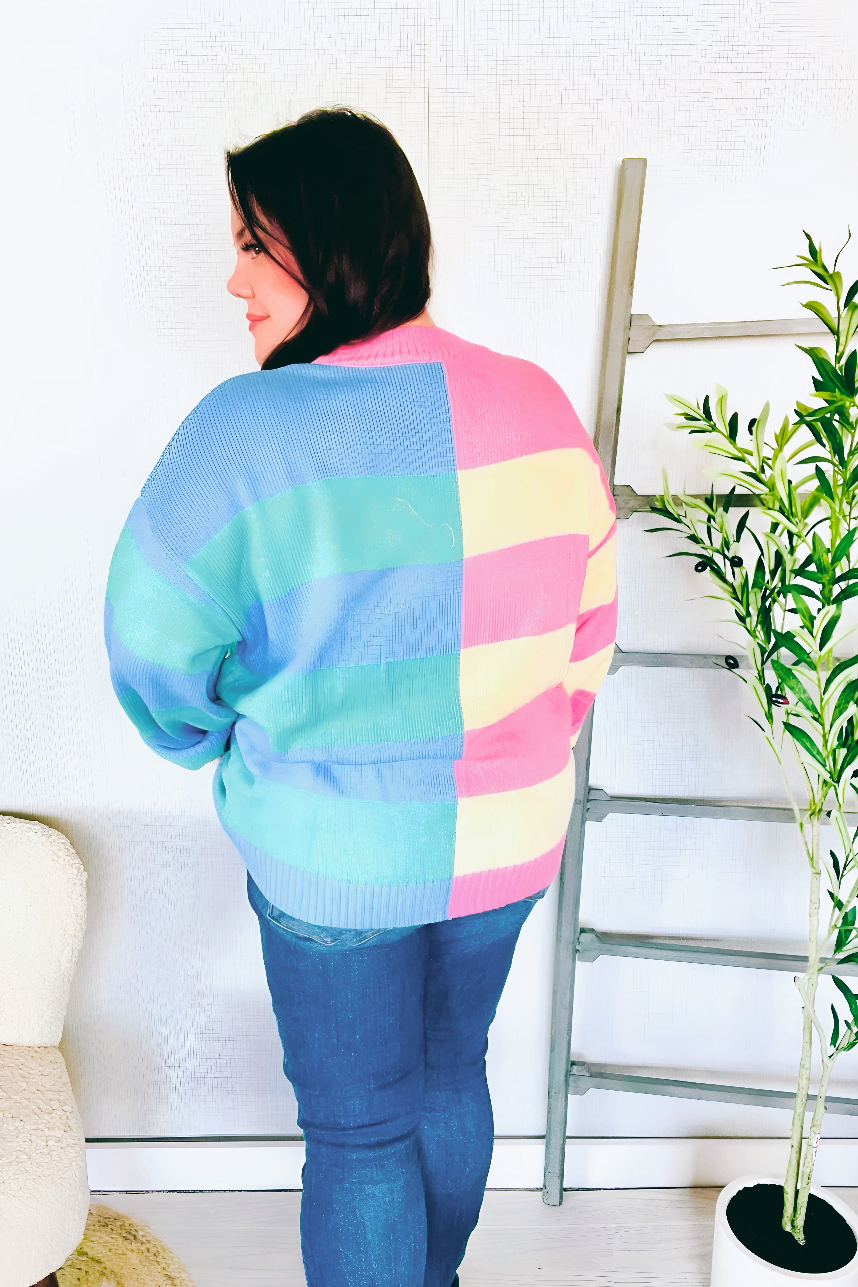 My Vibe Stripe Color Block Knit Sweater