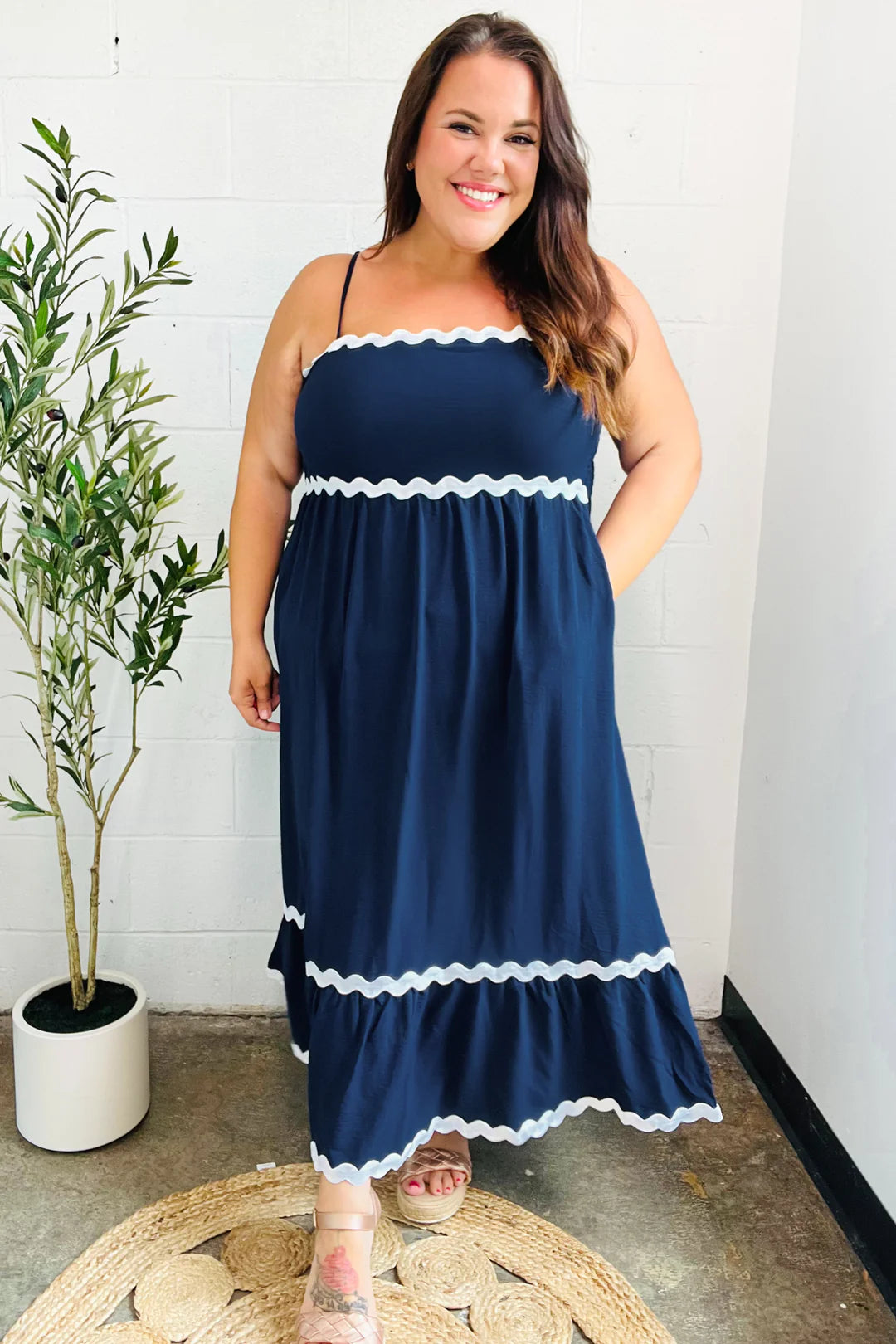 Bold & Sassy Ric Rac Trim Maxi Dress