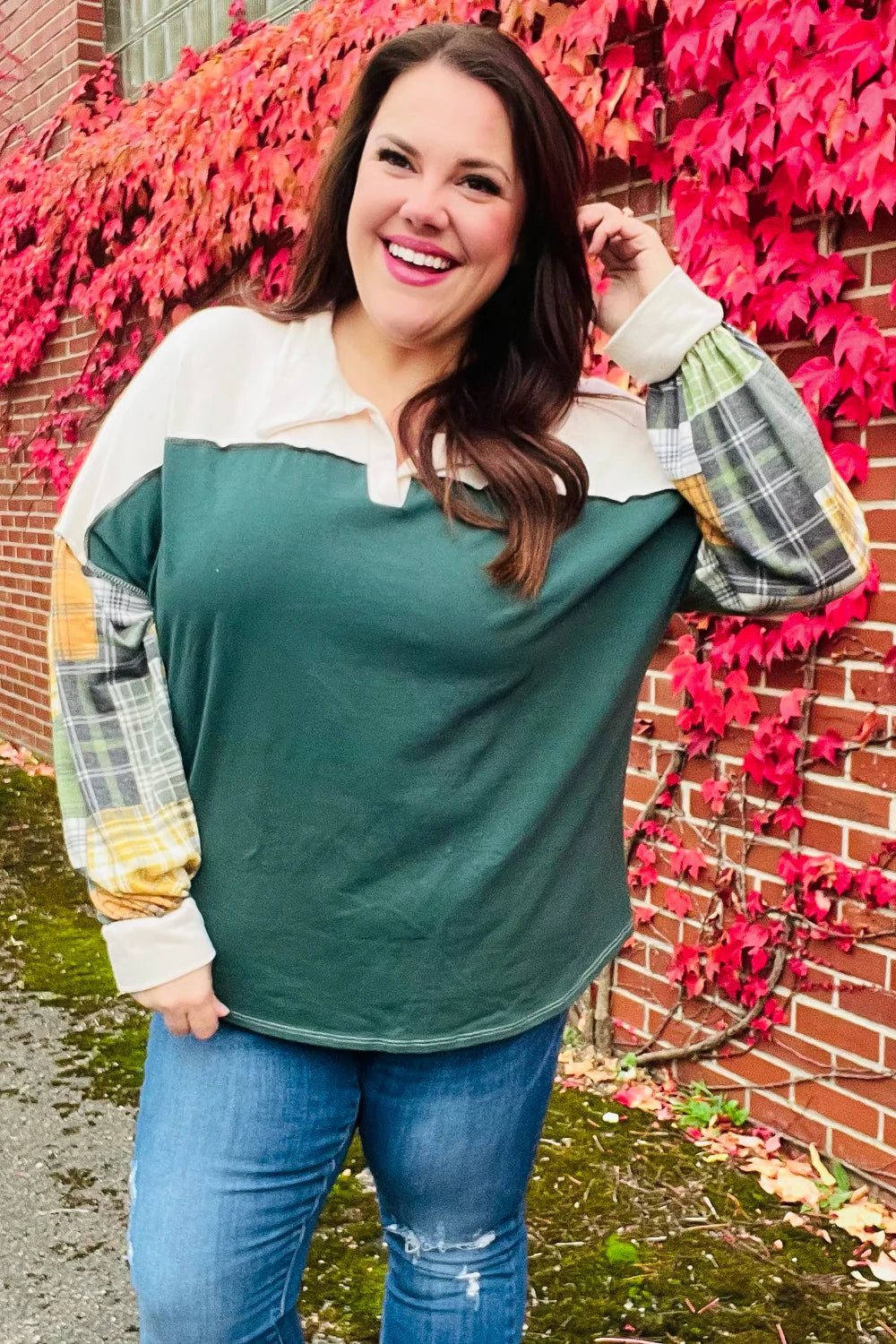 Let You Know Plaid Color Block Top