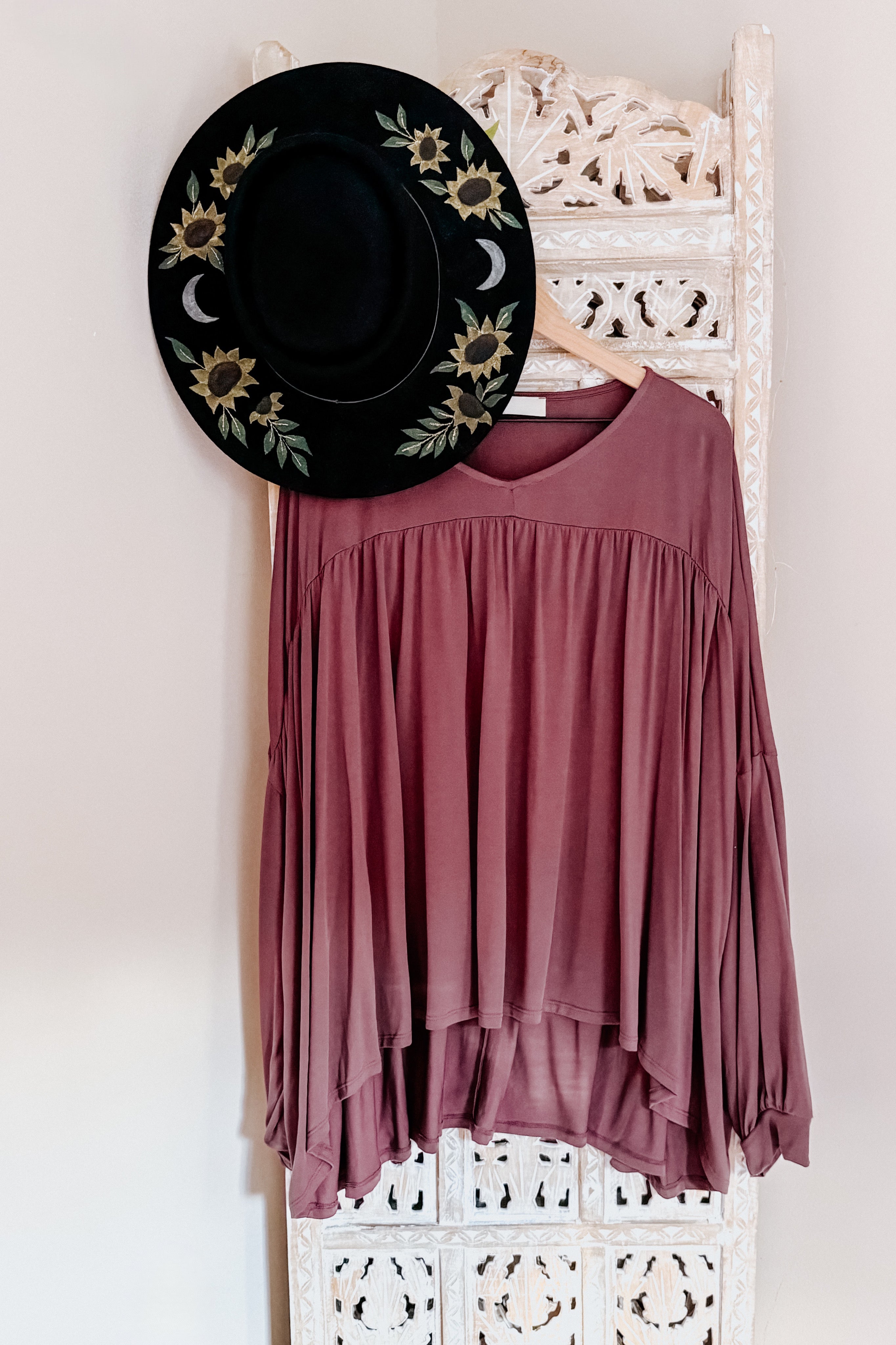 In This Groove Modal Knit Top • Wine