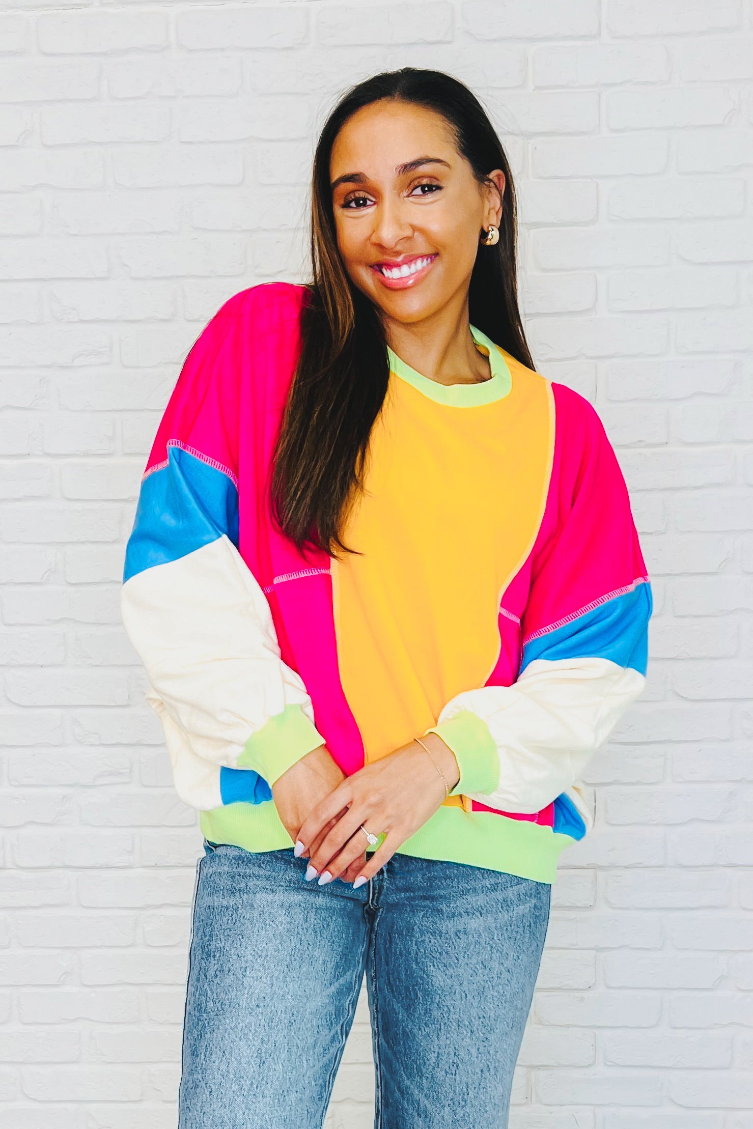 Blockbuster Color Block Pullover • Bright