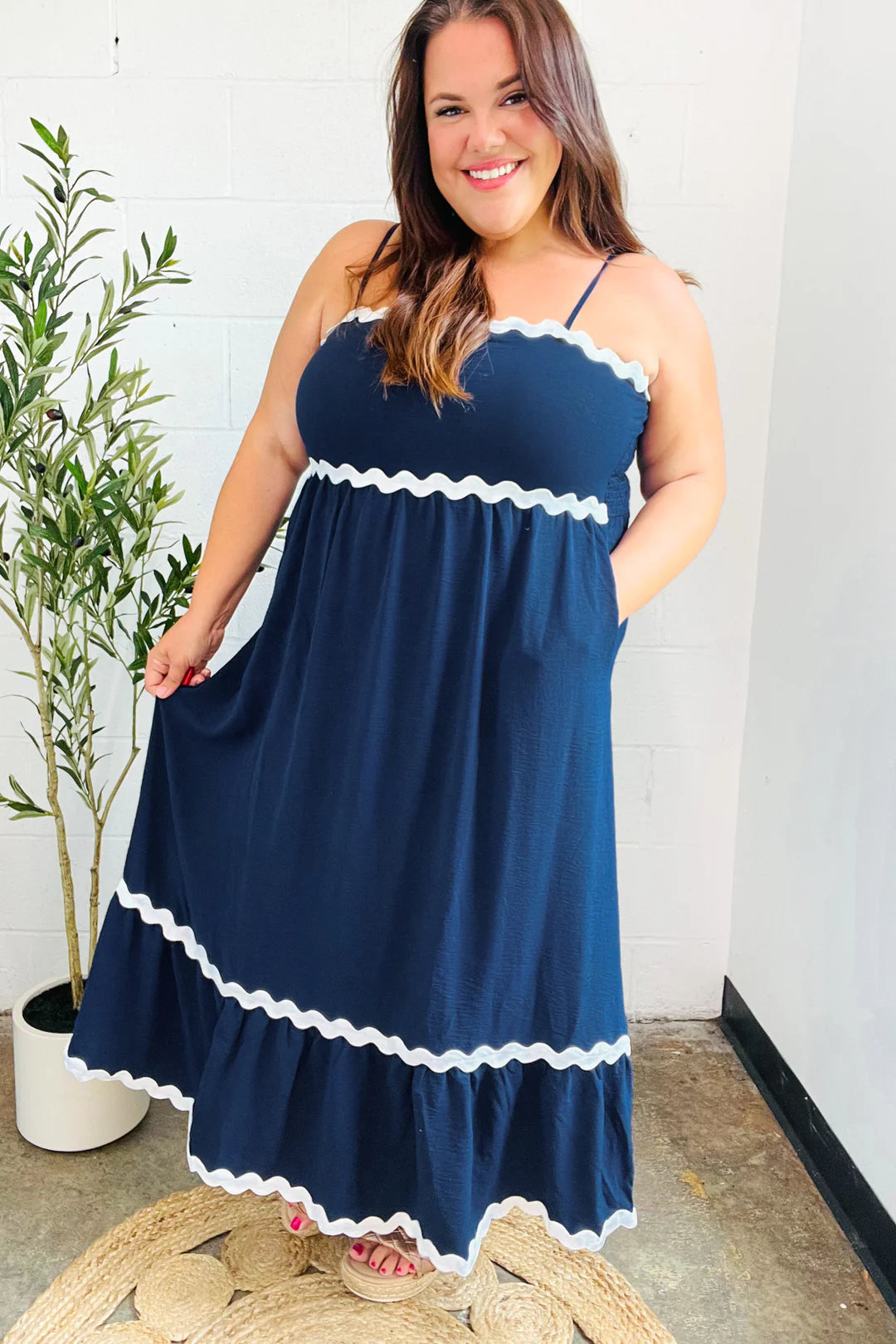 Bold & Sassy Ric Rac Trim Maxi Dress