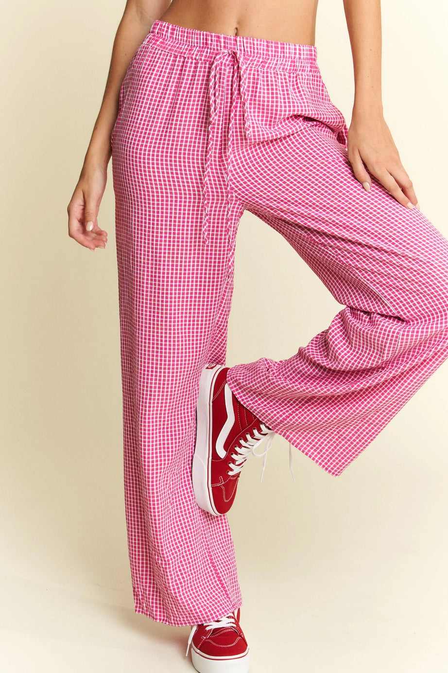 In The Groove Checkered Print Pants • Pink