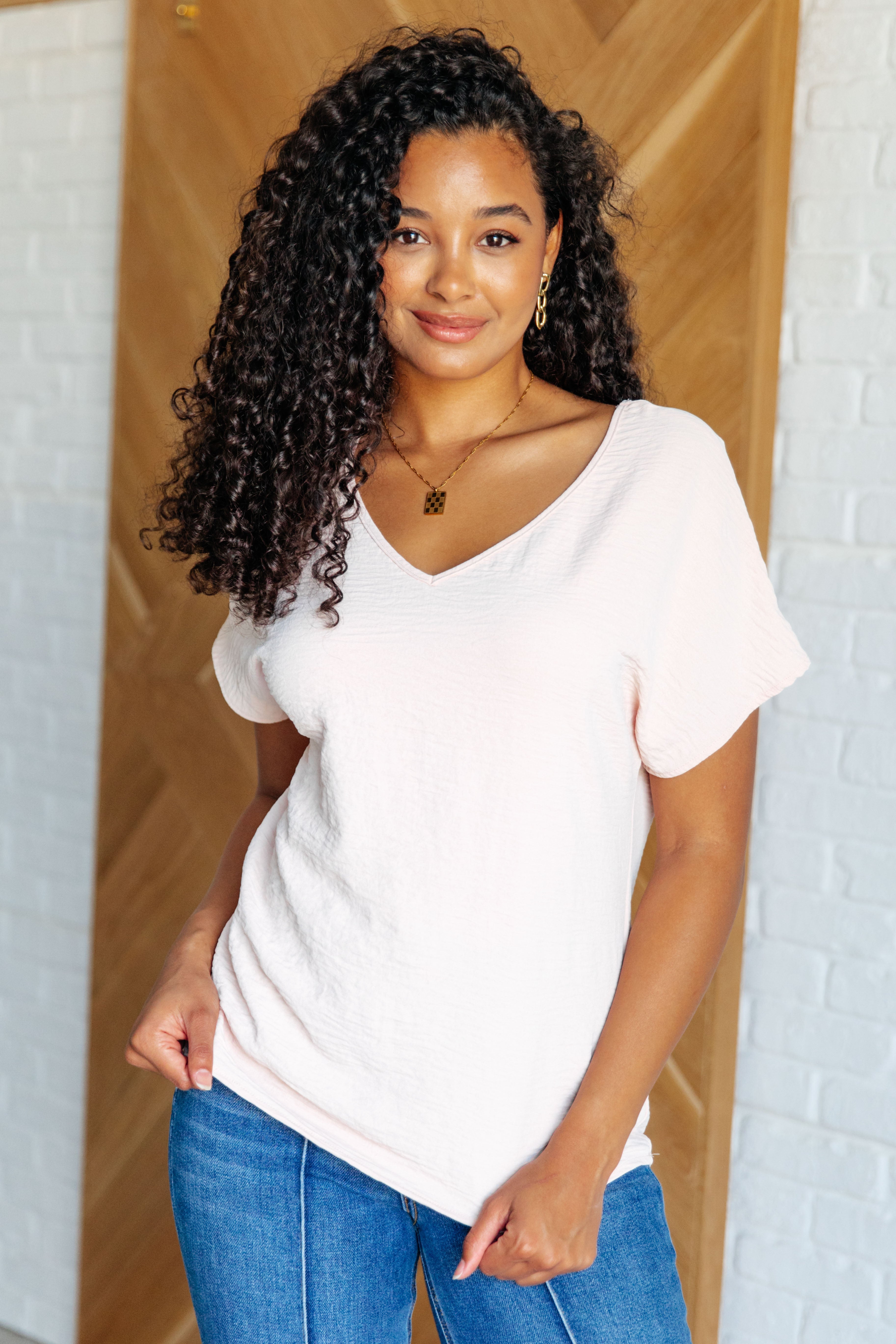 Frequently Asked Questions V-Neck Top • Blush