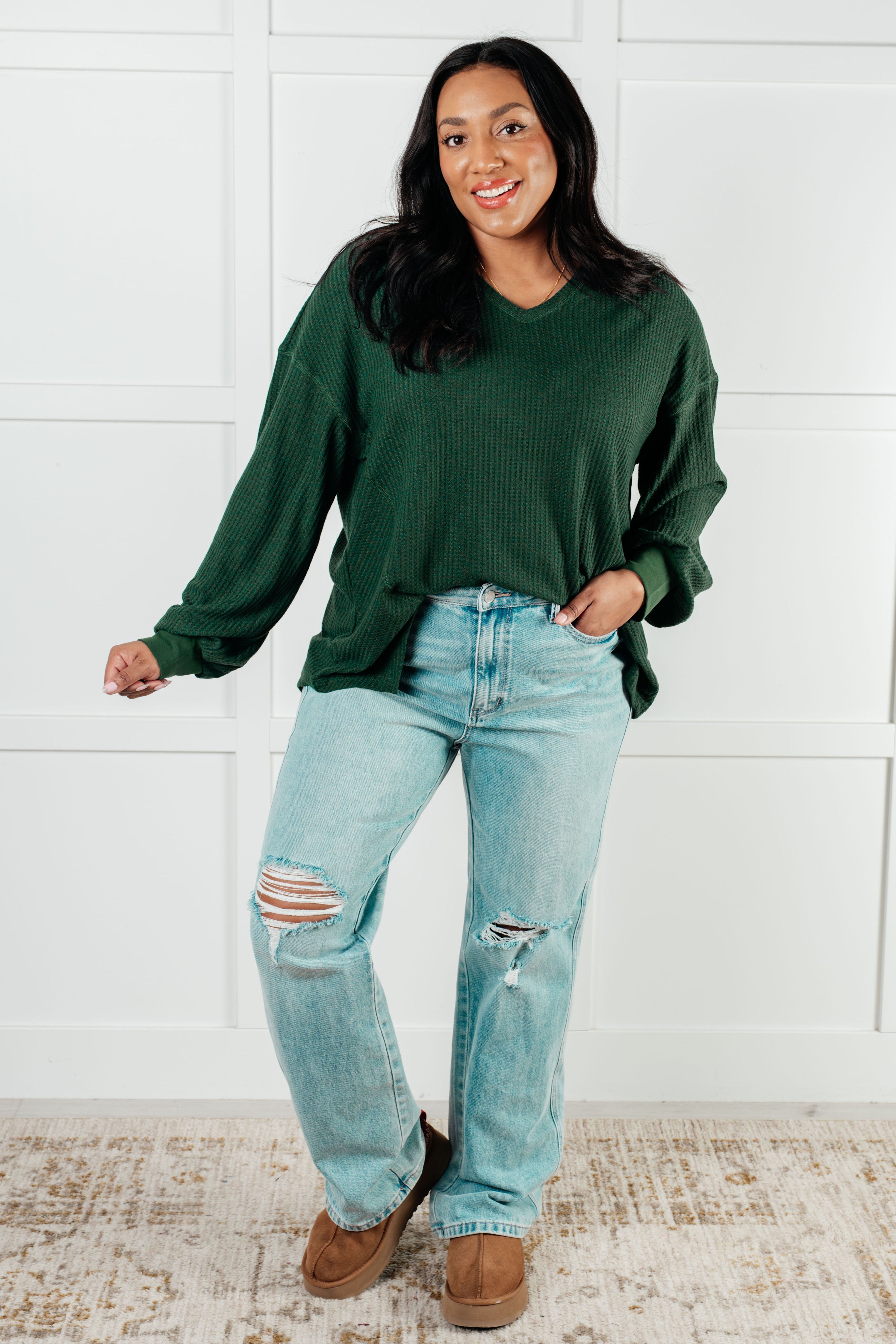 Good Things Are Coming V-Neck Top • Green