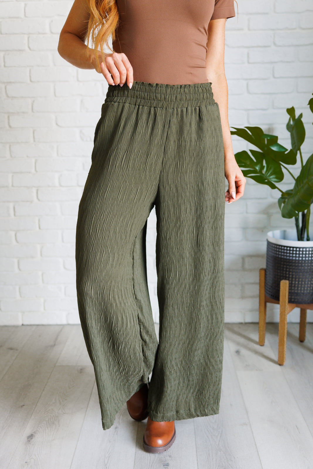 Harmony High Rise Wide Pants • Olive