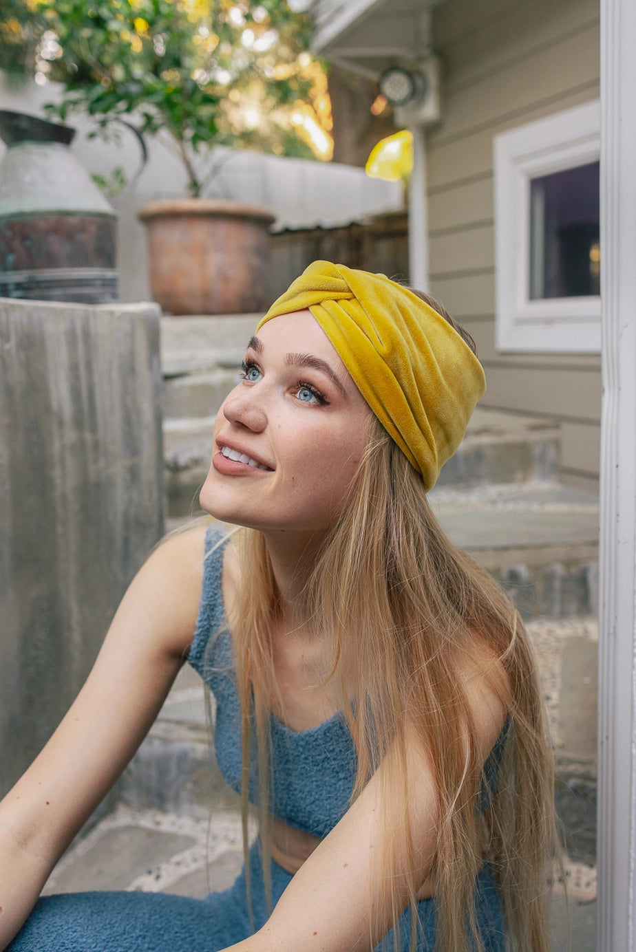 Joplin Twisted Velvet Headband • Sunflower