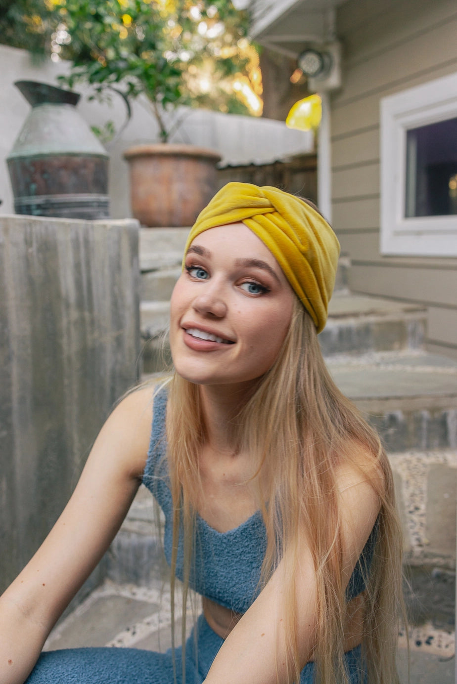 Joplin Twisted Velvet Headband • Sunflower