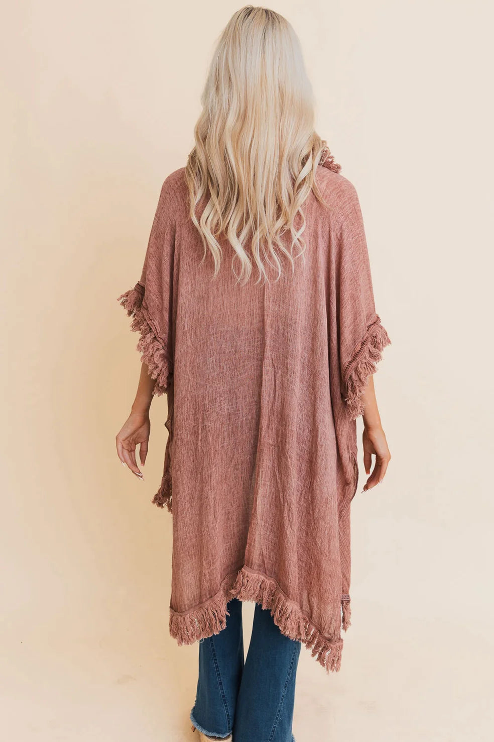 Mayze Sunbleached Fringe Duster • Rose