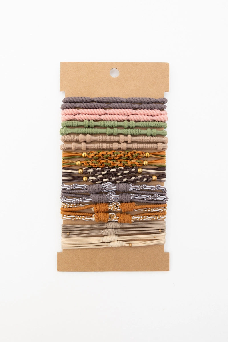 Rhiannon Stackable Hair Tie Bracelet Set • Earth Tones