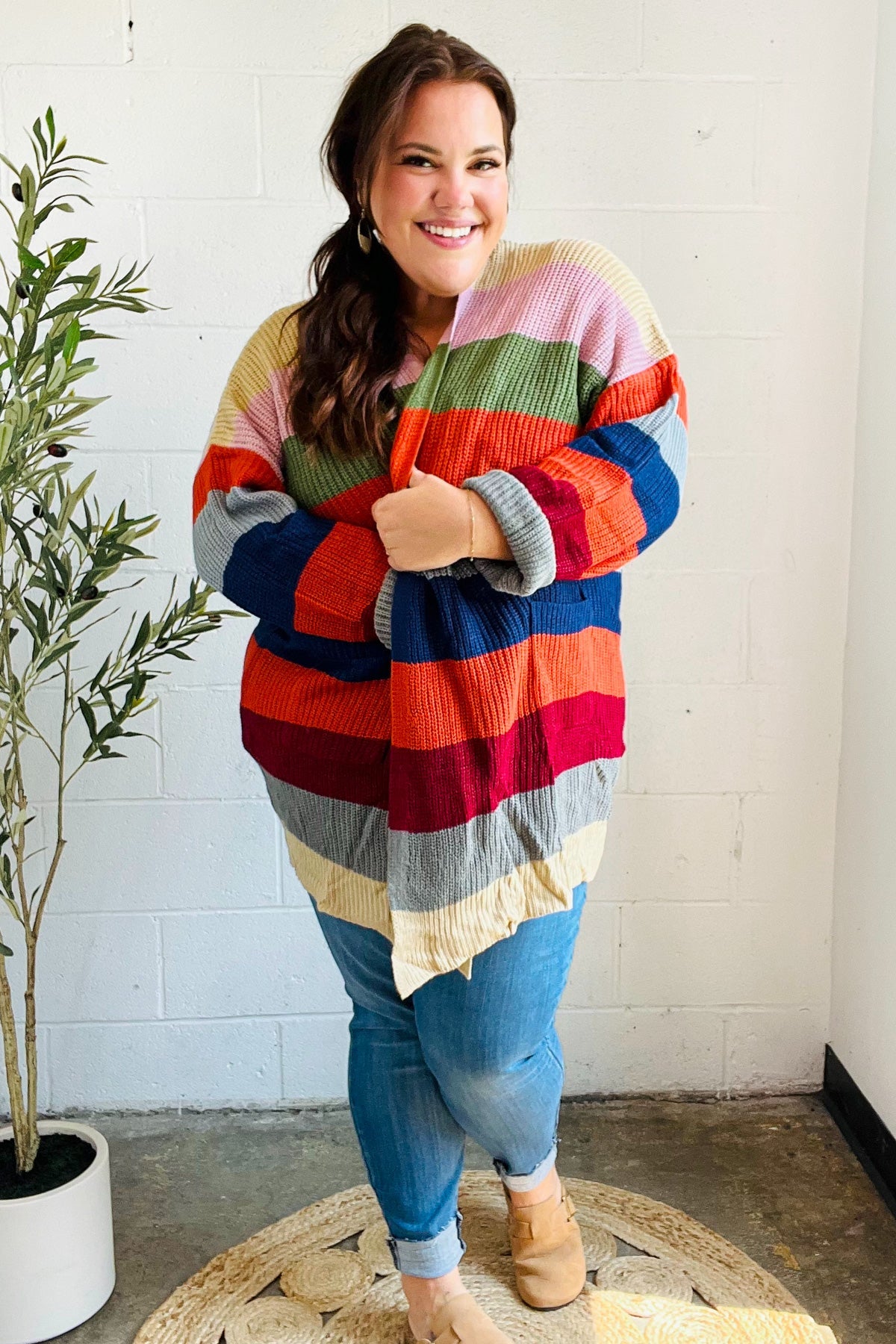 Just A Dream Striped Slouchy Cardigan