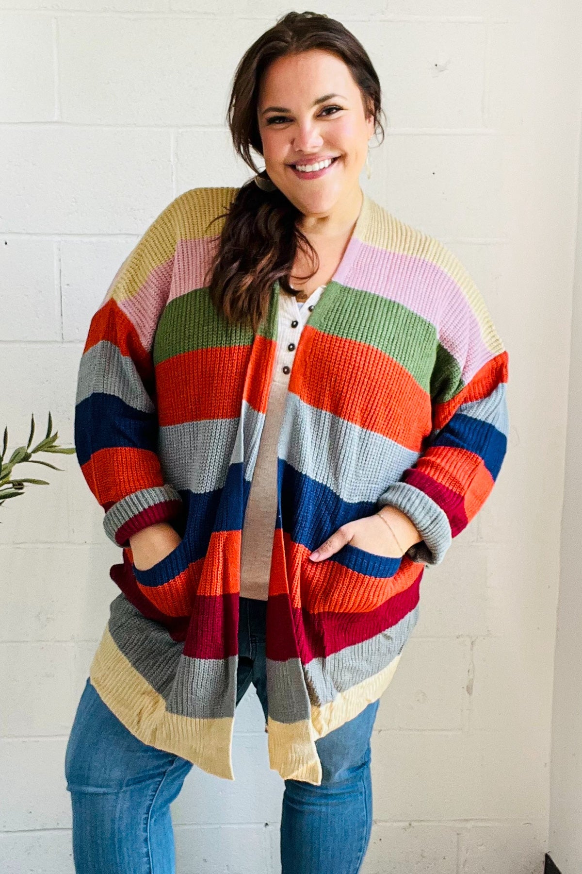 Just A Dream Striped Slouchy Cardigan