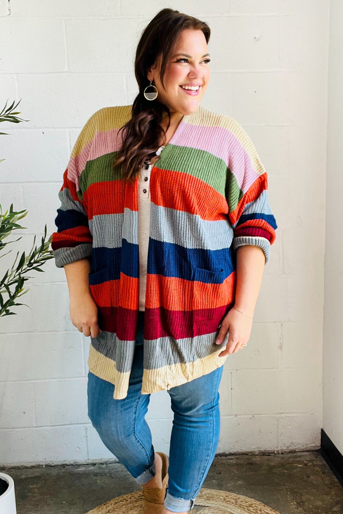 Just A Dream Striped Slouchy Cardigan