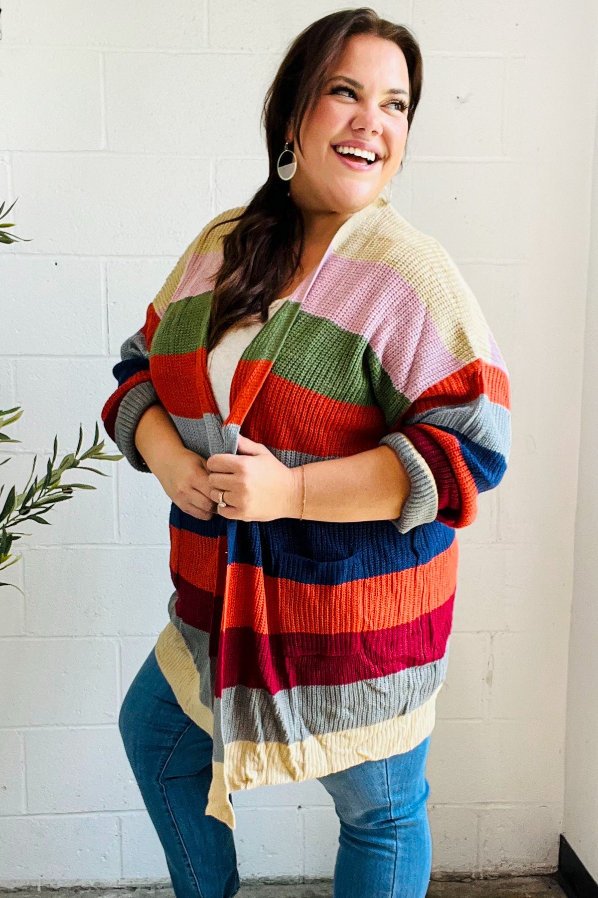 Just A Dream Striped Slouchy Cardigan