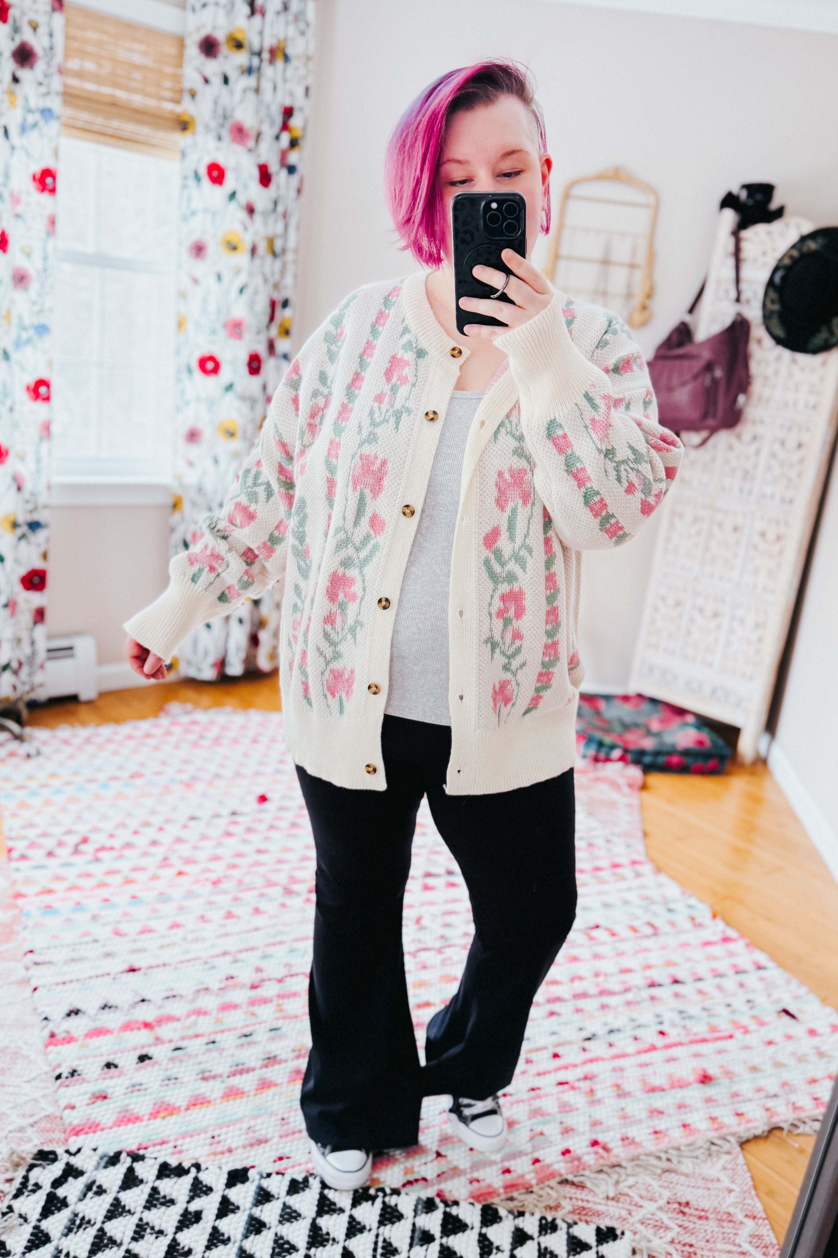 Don’t Wanna Go Jacquard Floral Button Down Cardigan