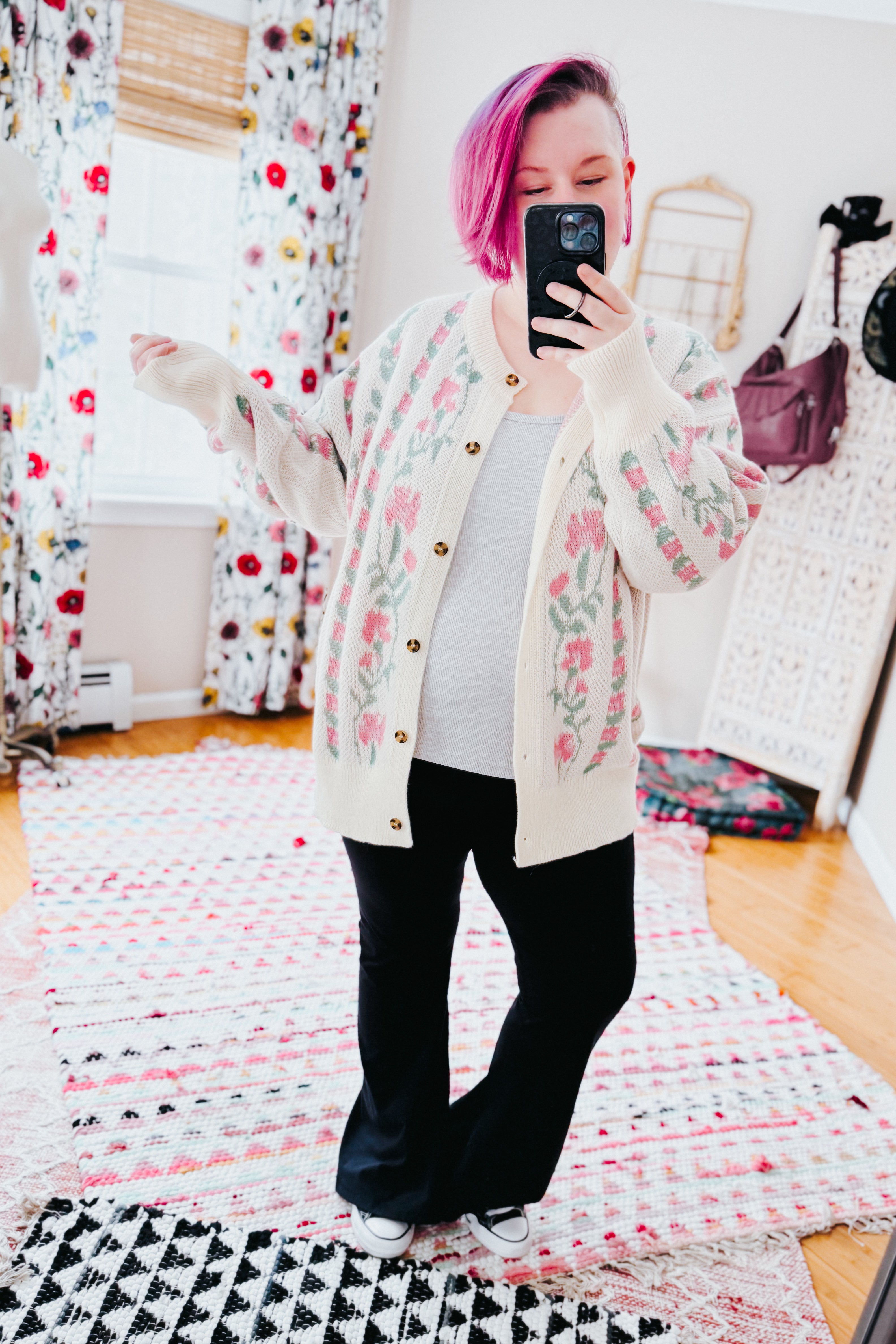 Don’t Wanna Go Jacquard Floral Button Down Cardigan