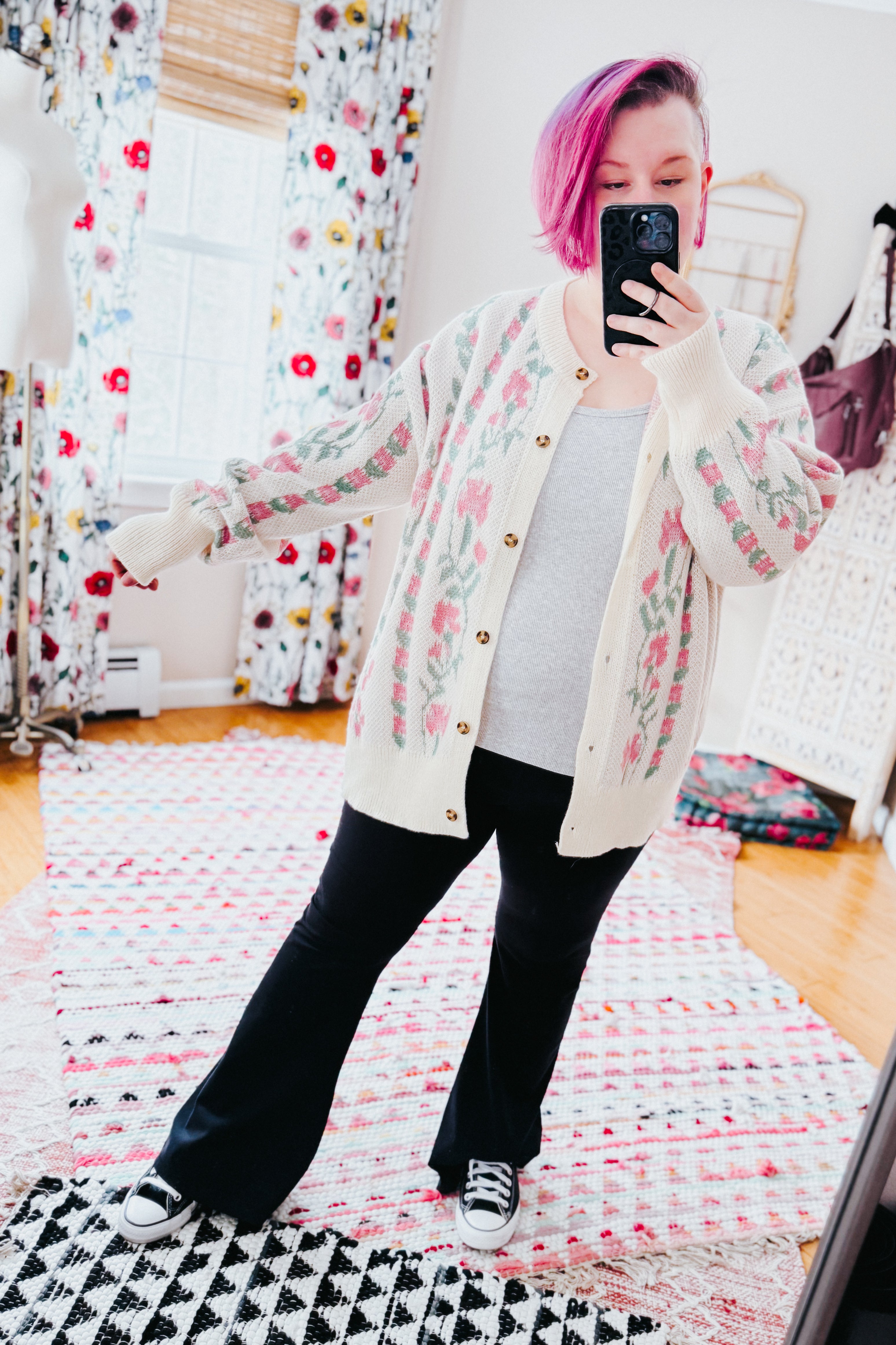 Don’t Wanna Go Jacquard Floral Button Down Cardigan