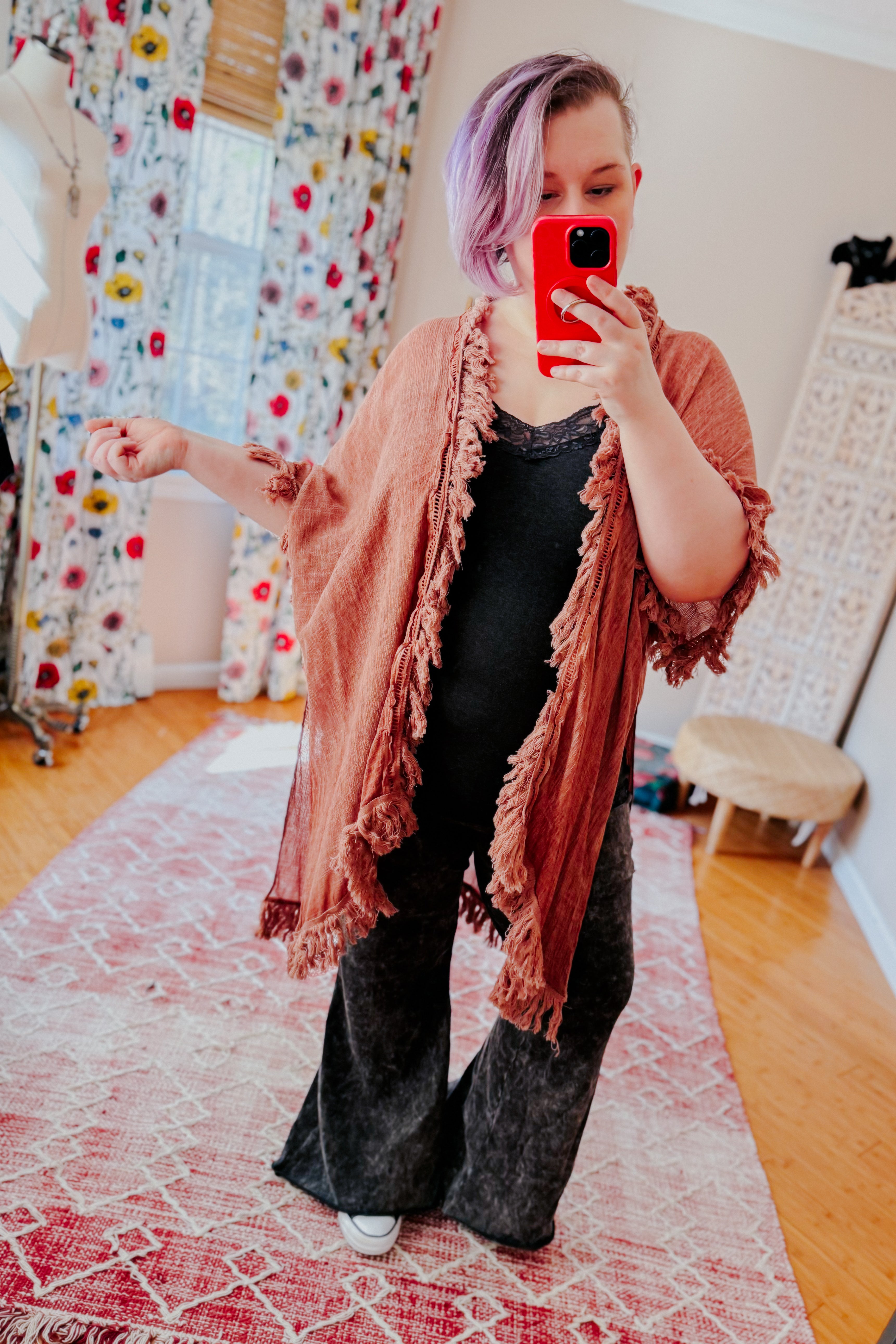 Mayze Sunbleached Fringe Duster • Rose