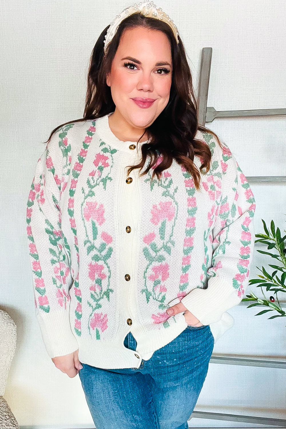 Don’t Wanna Go Jacquard Floral Button Down Cardigan