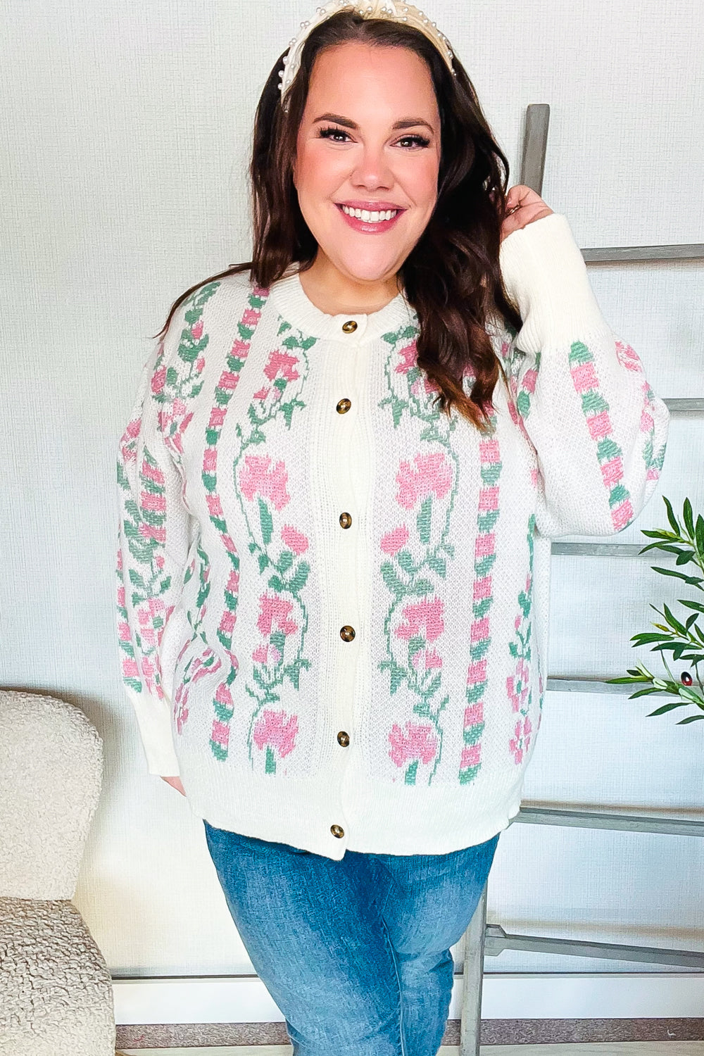 Don’t Wanna Go Jacquard Floral Button Down Cardigan