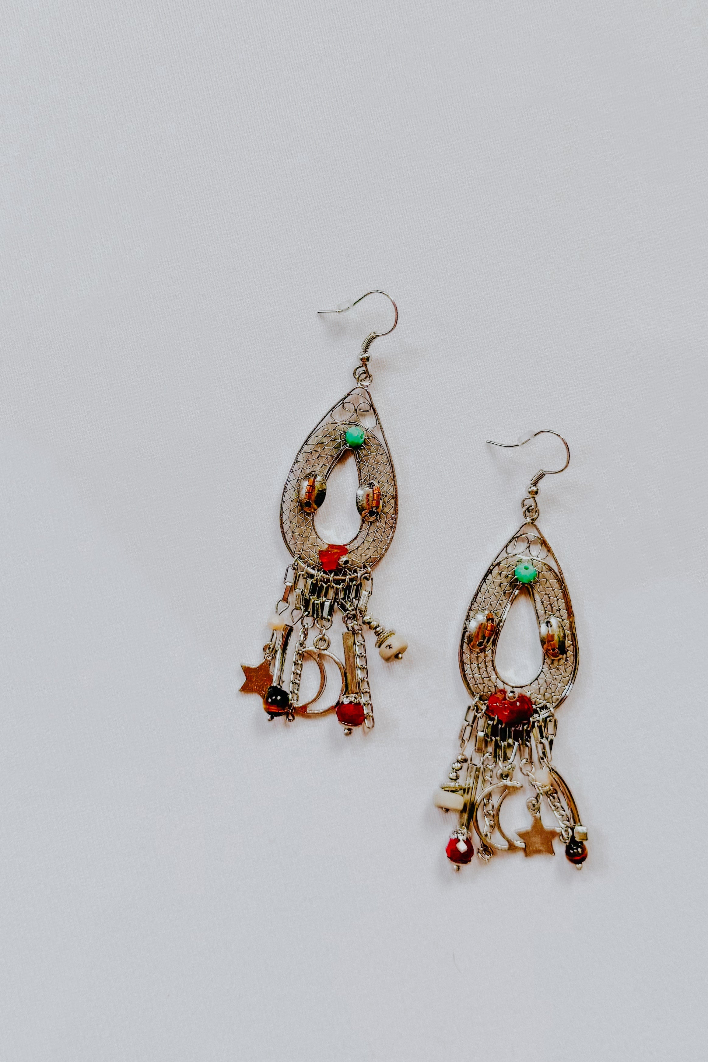 Birdie Moon & Stars Beaded Teardrop Earrings