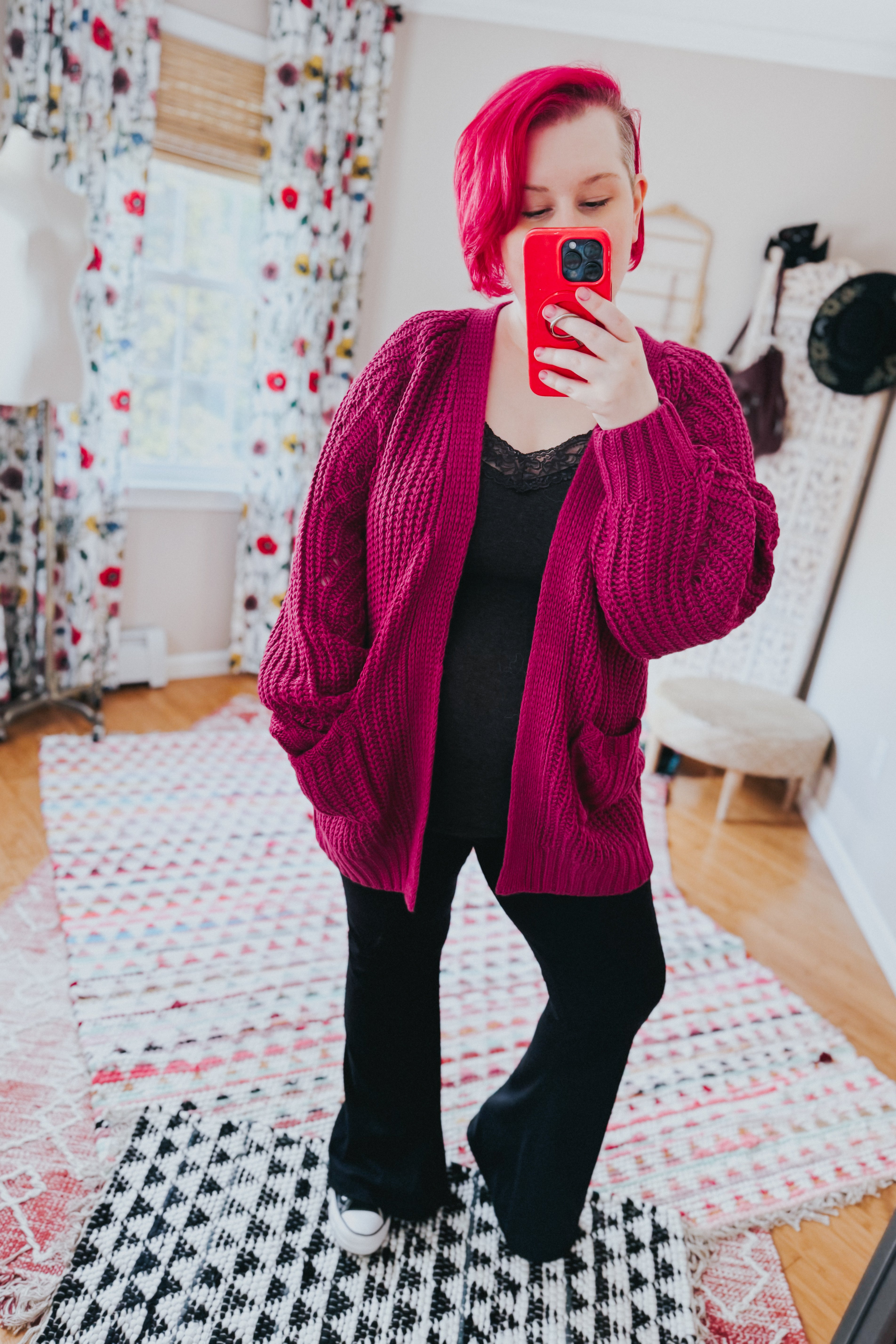 Maybe Monday Cardigan • Berry