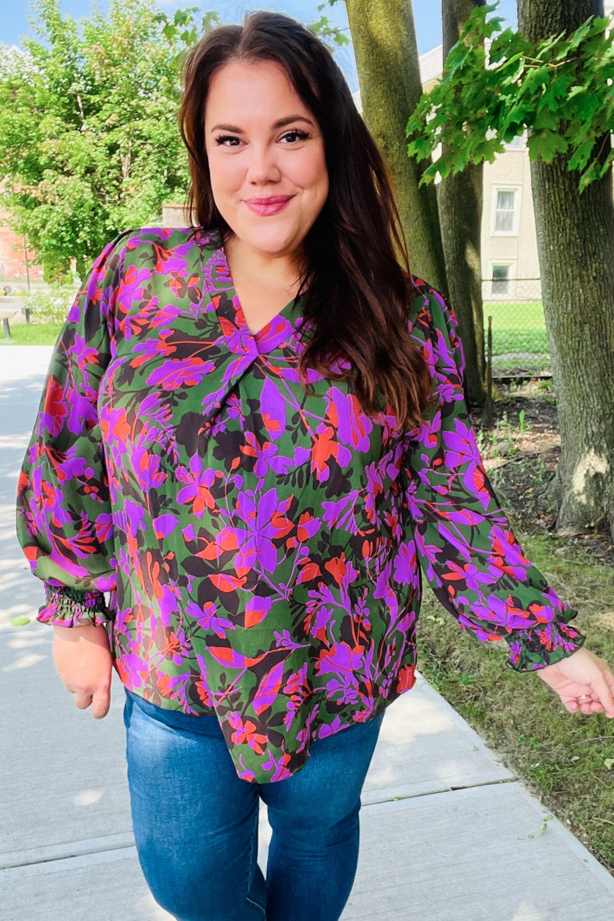 In Her Eyes Floral Smocked Bubble Sleeve Top