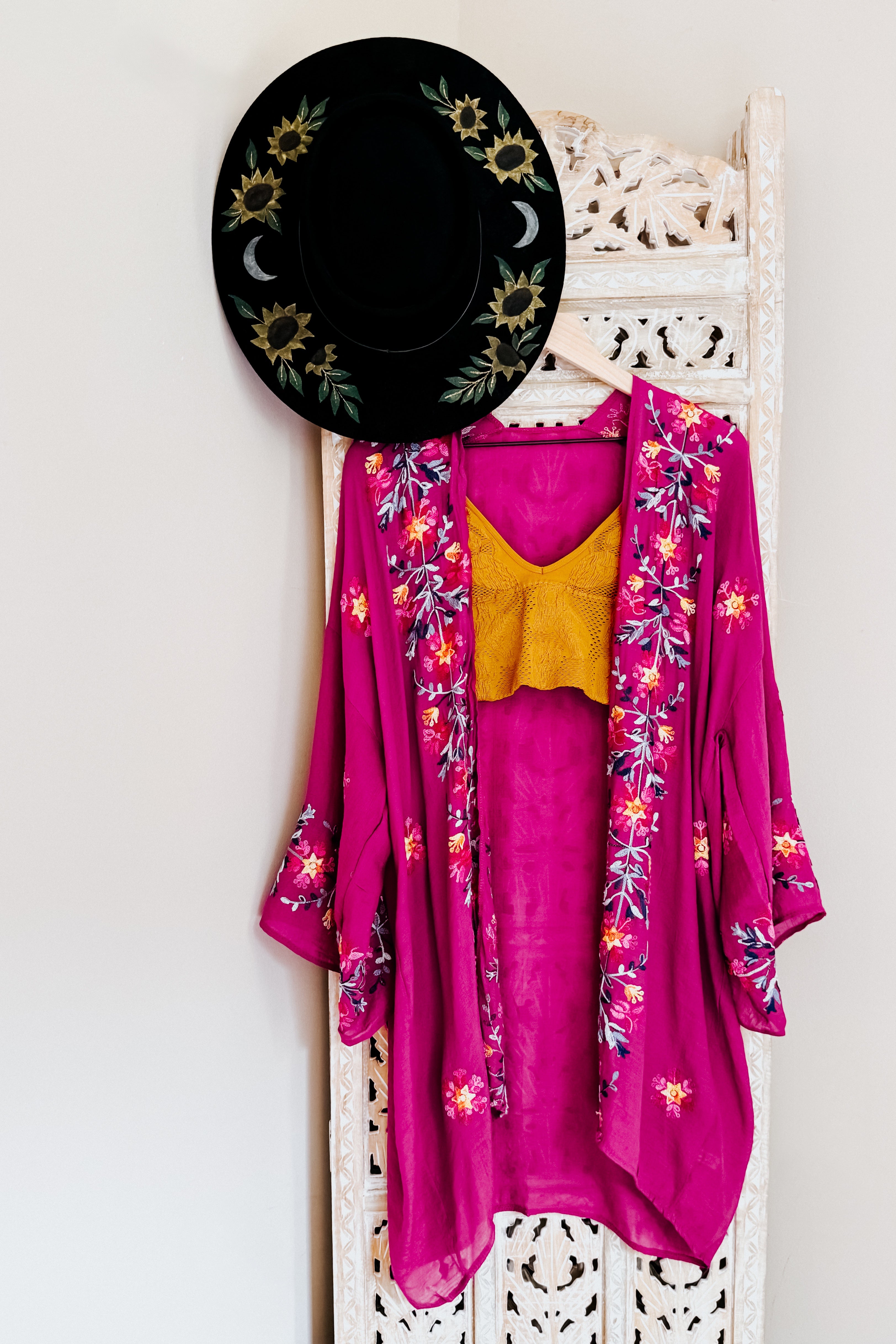 The Sweet Life Embroidered Duster • Magenta