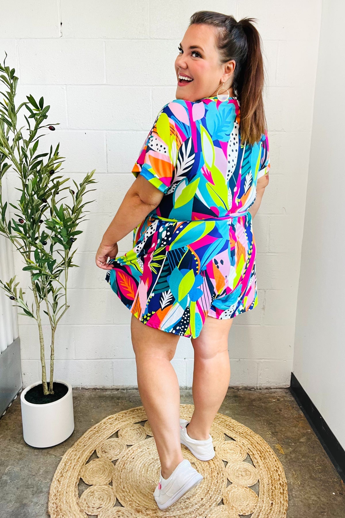 Make It Tropical Surplice Tie Waist Romper