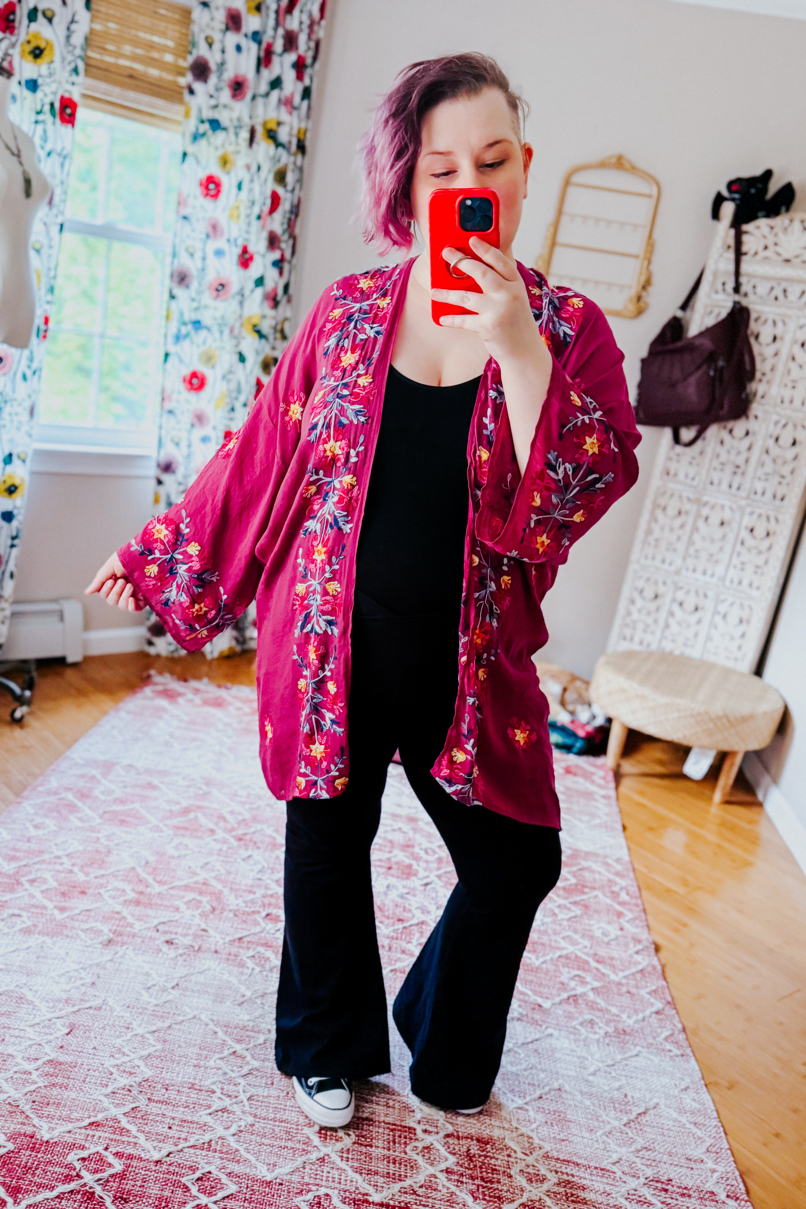 The Sweet Life Embroidered Duster • Magenta