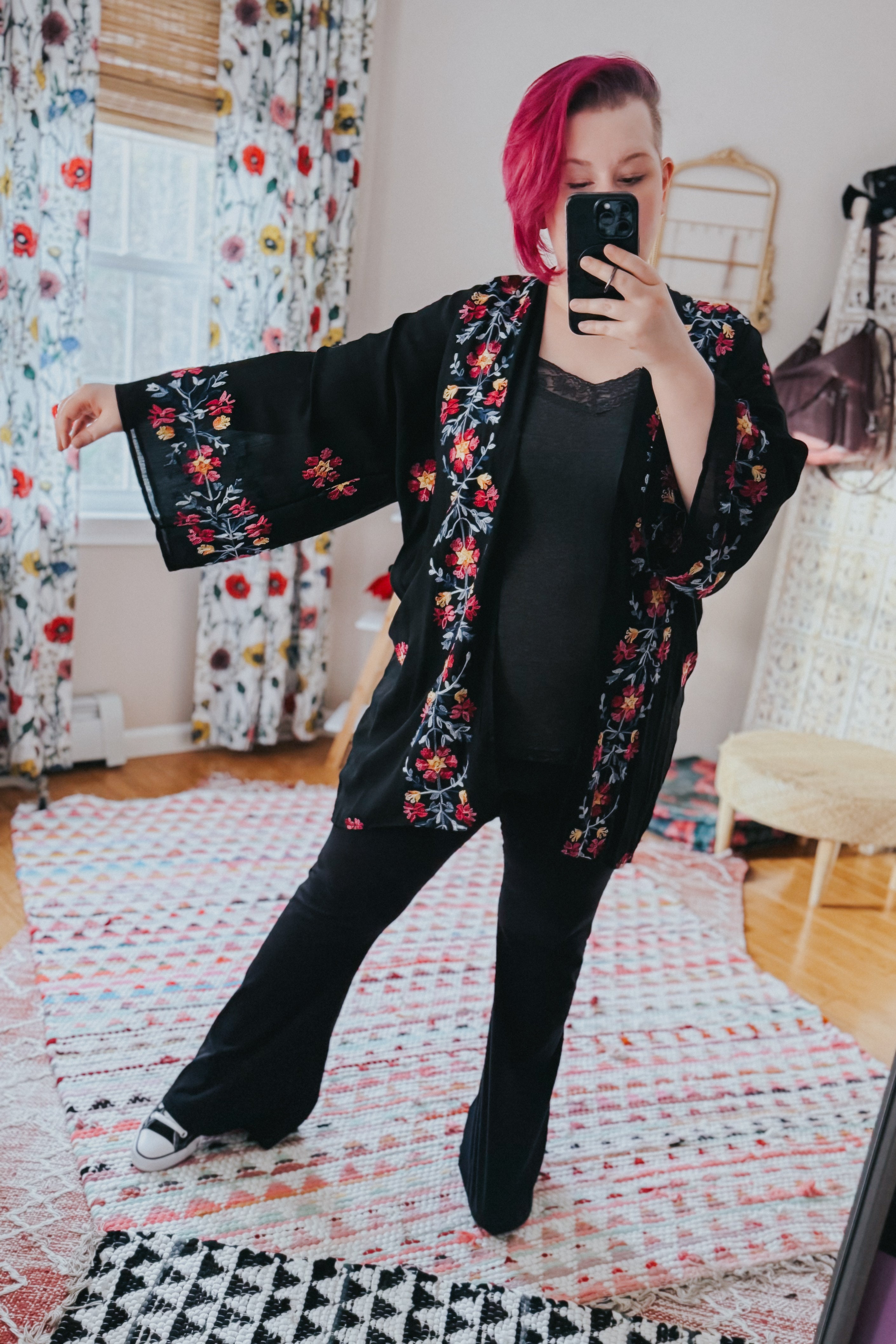 The Sweet Life Embroidered Duster • Black