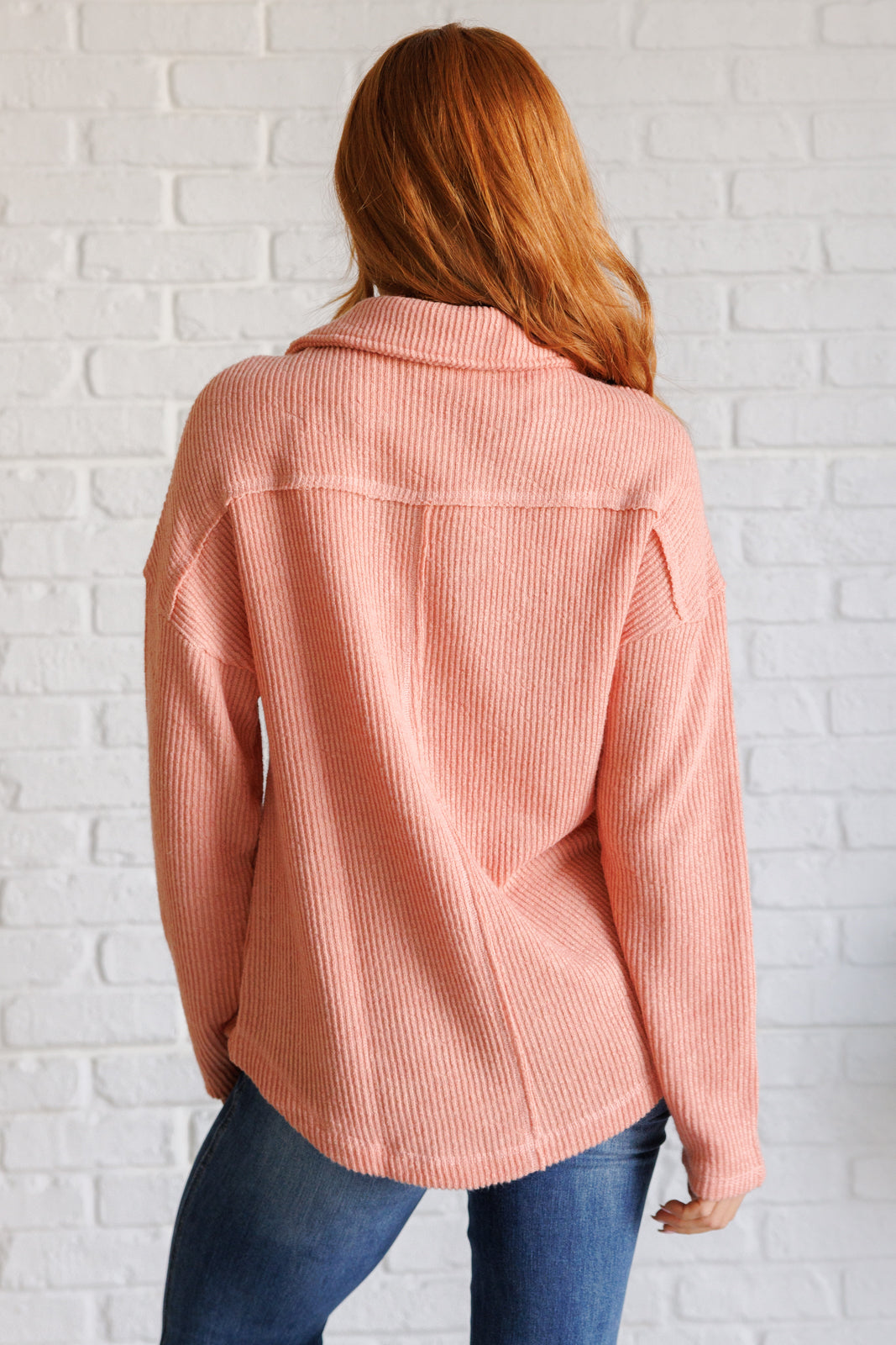 If You Want Forever Ribbed Knit Pullover • Peachy Pink