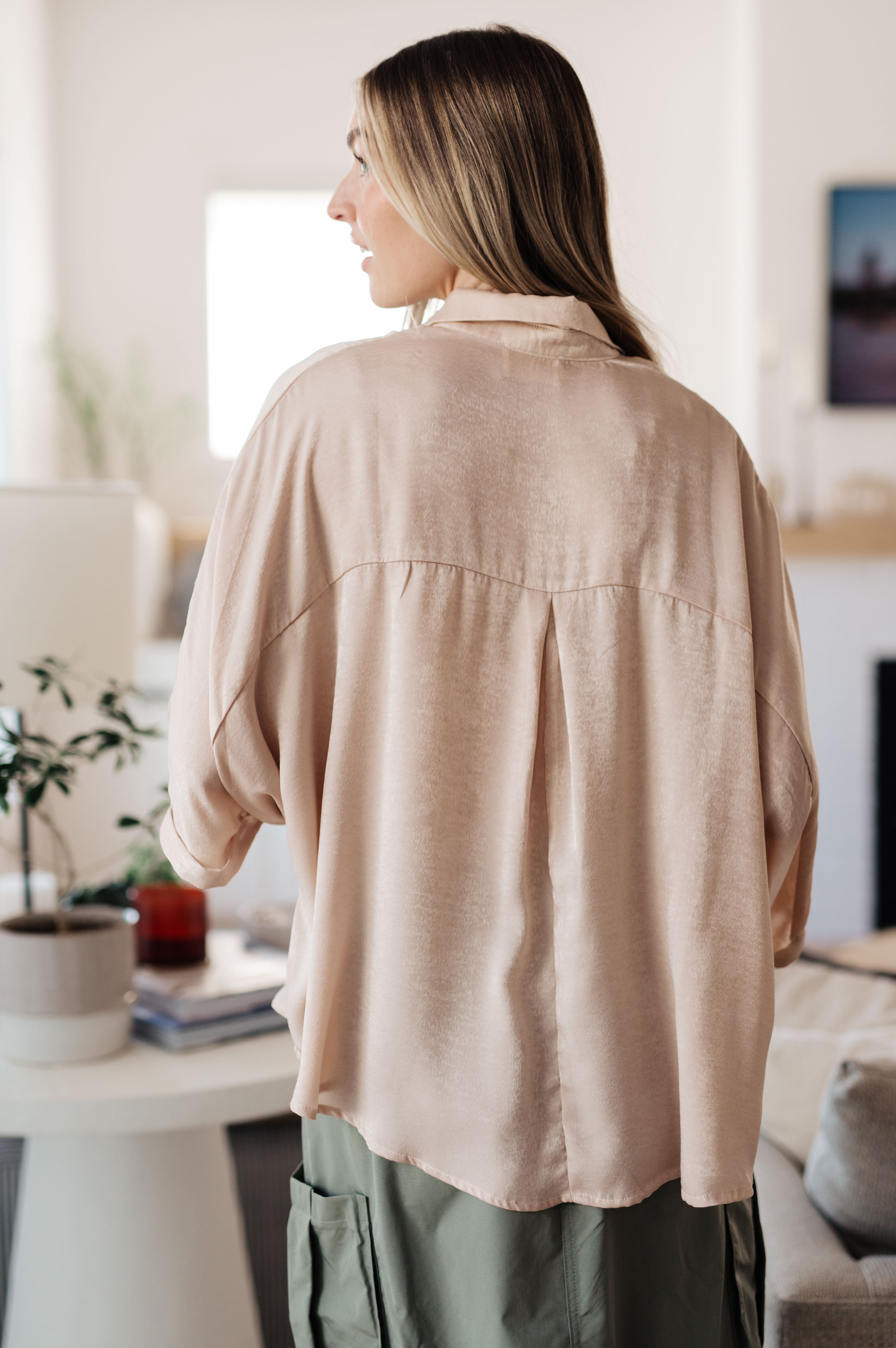 In Your Thoughts Oversized Dolman Sleeve Top • Champagne