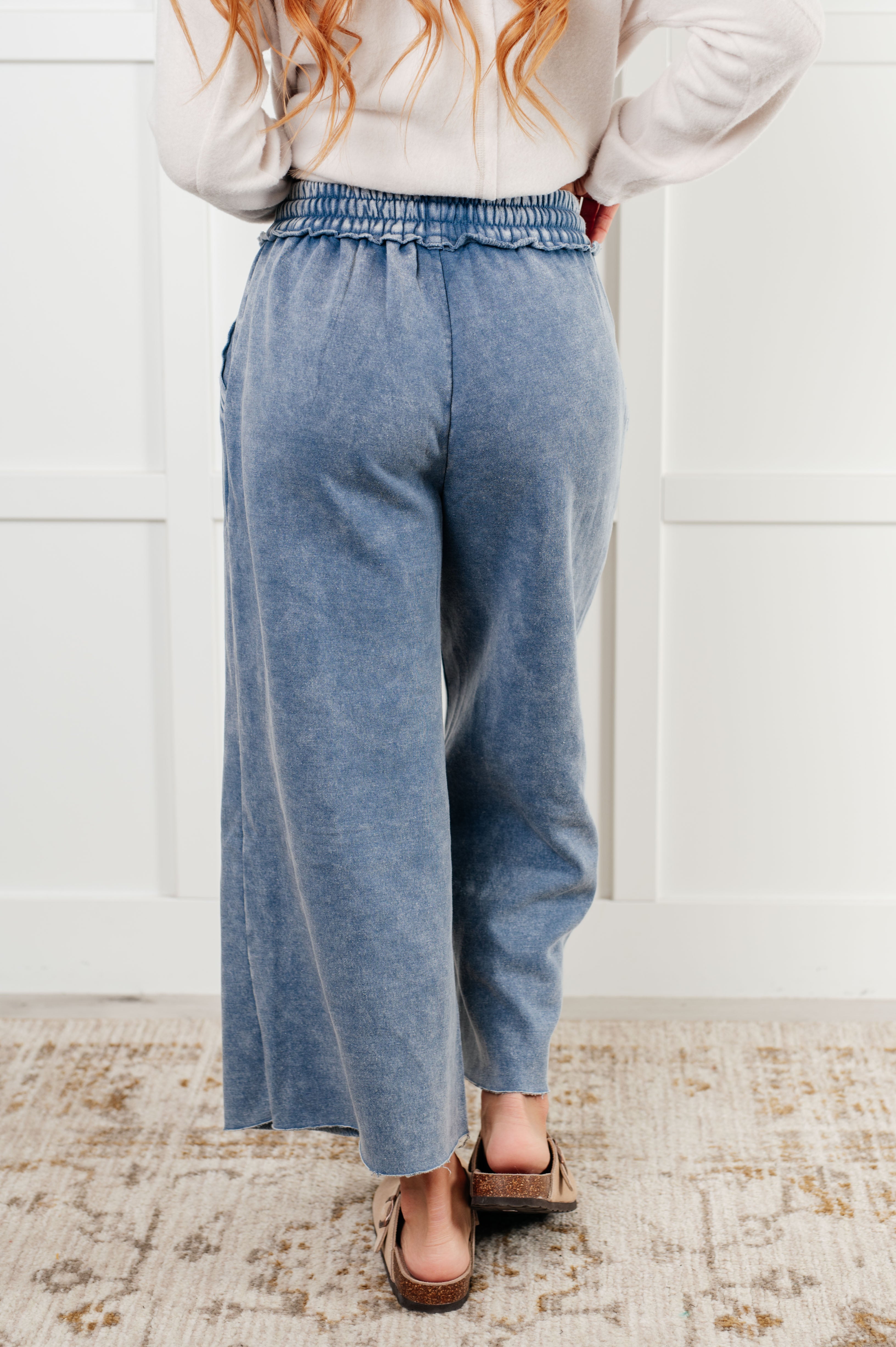 In or Out Wide Leg Cropped Pants • Dusty Blue