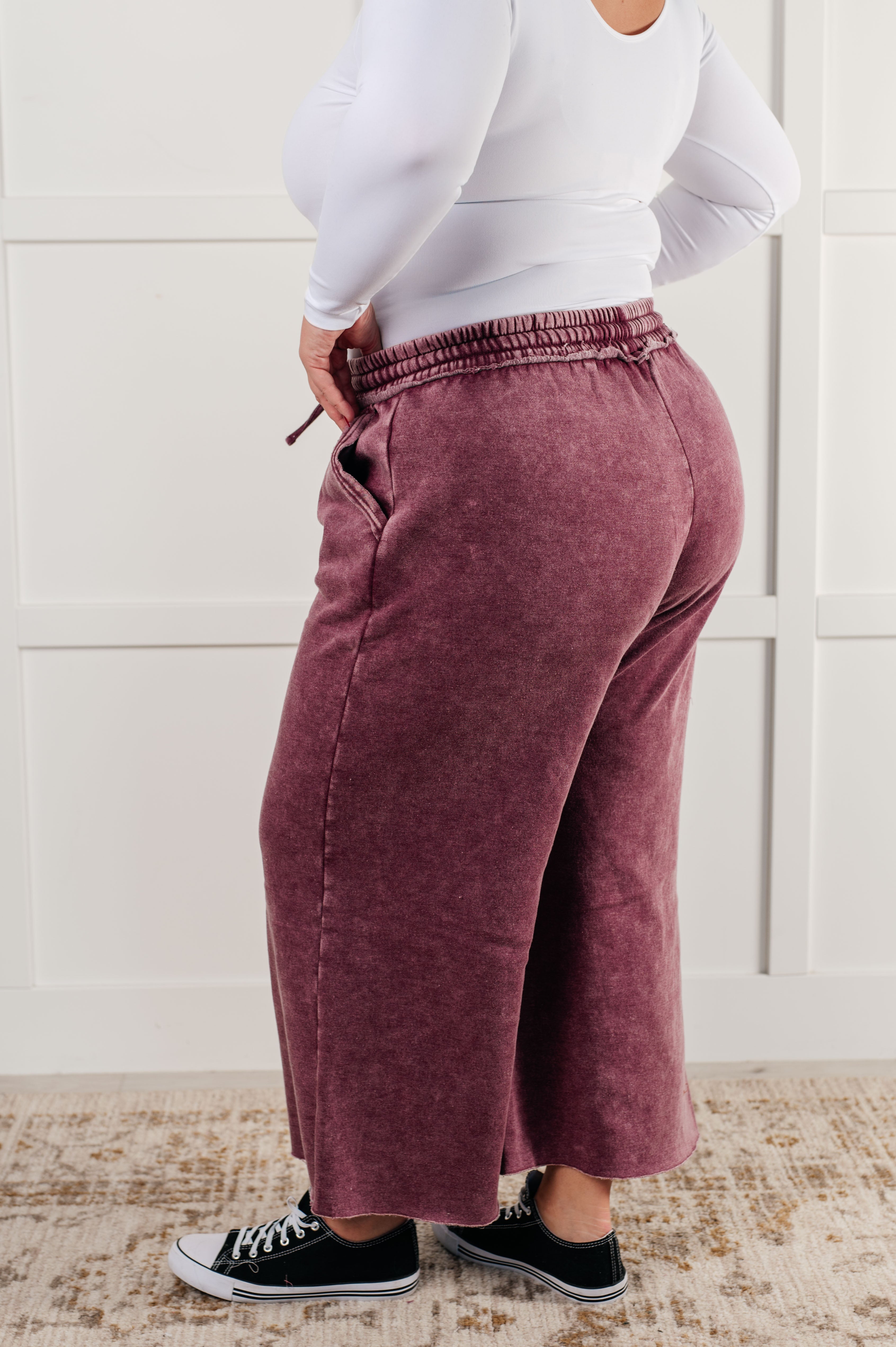 In or Out Wide Leg Cropped Pants • Eggplant