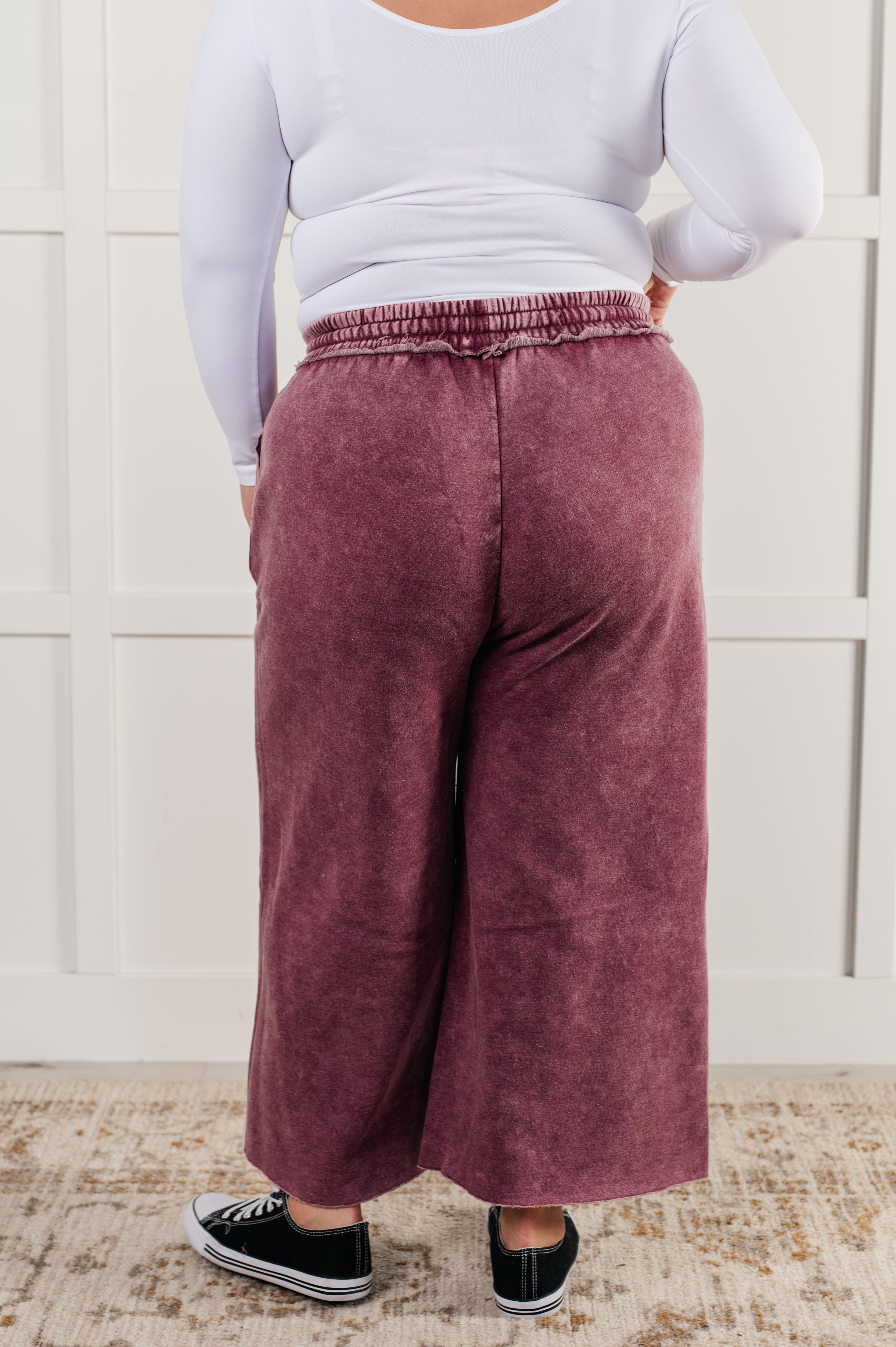 In or Out Wide Leg Cropped Pants • Eggplant