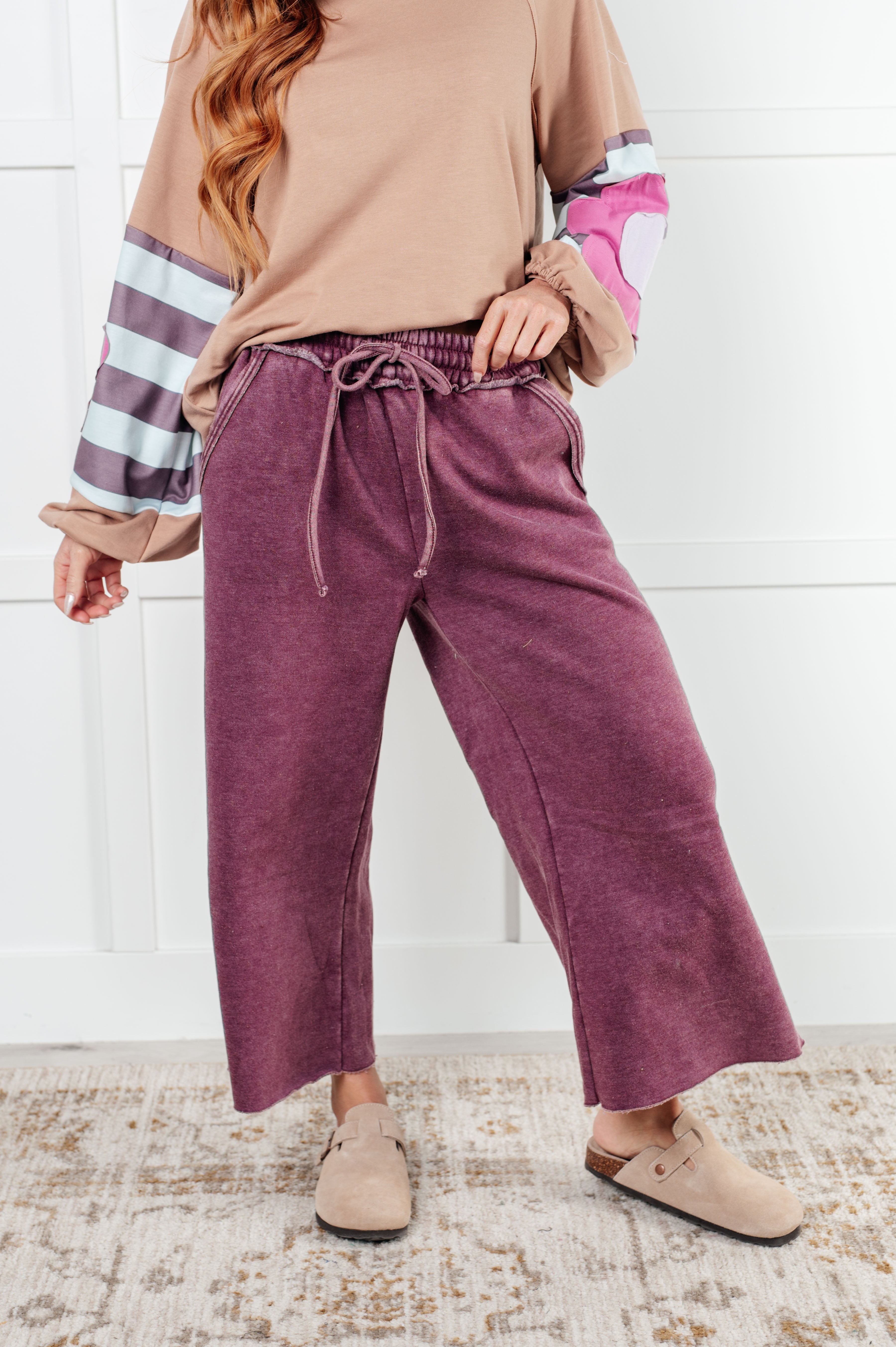 In or Out Wide Leg Cropped Pants • Eggplant