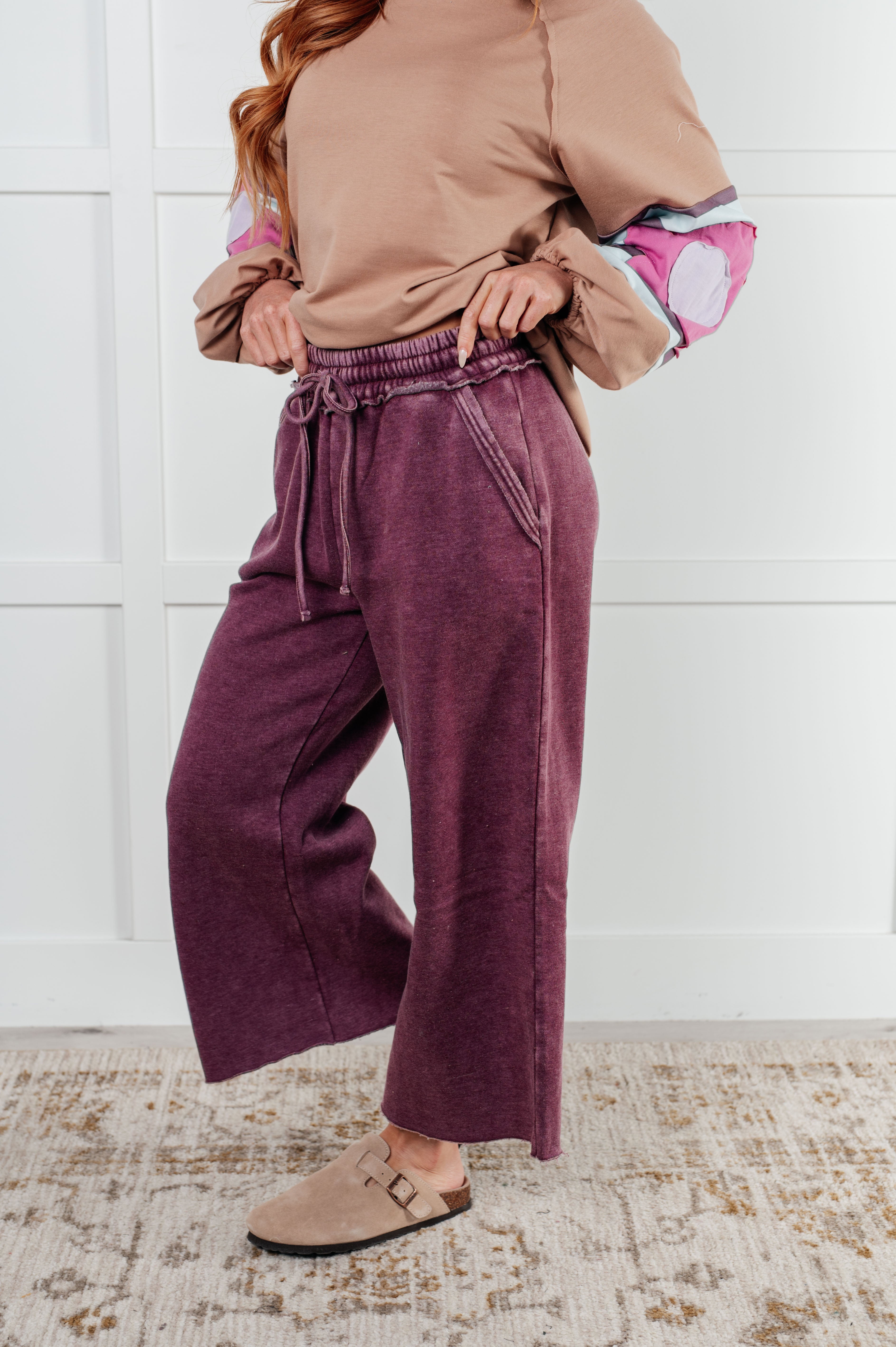 In or Out Wide Leg Cropped Pants • Eggplant