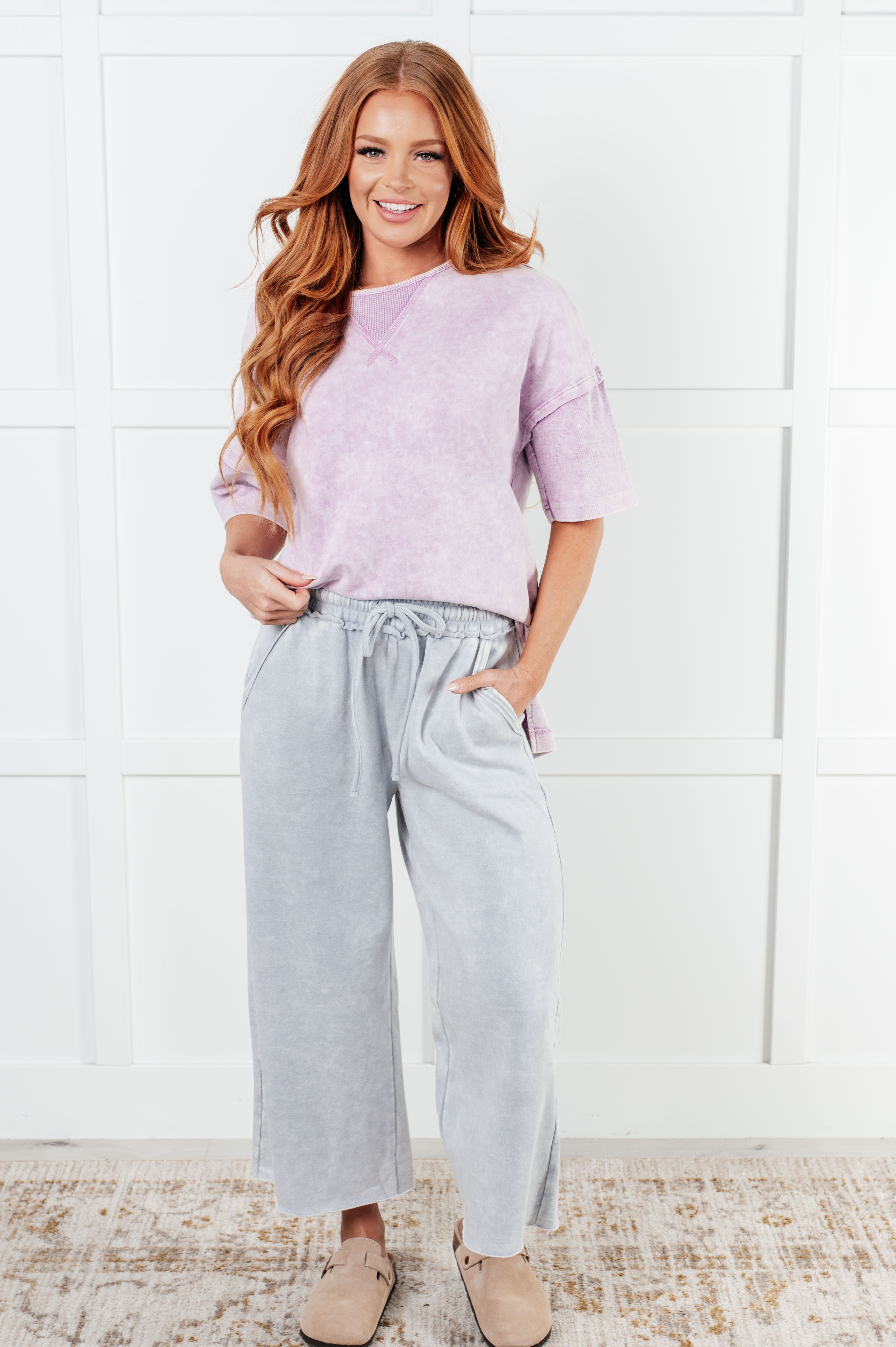 In or Out Wide Leg Cropped Pants • Light Grey