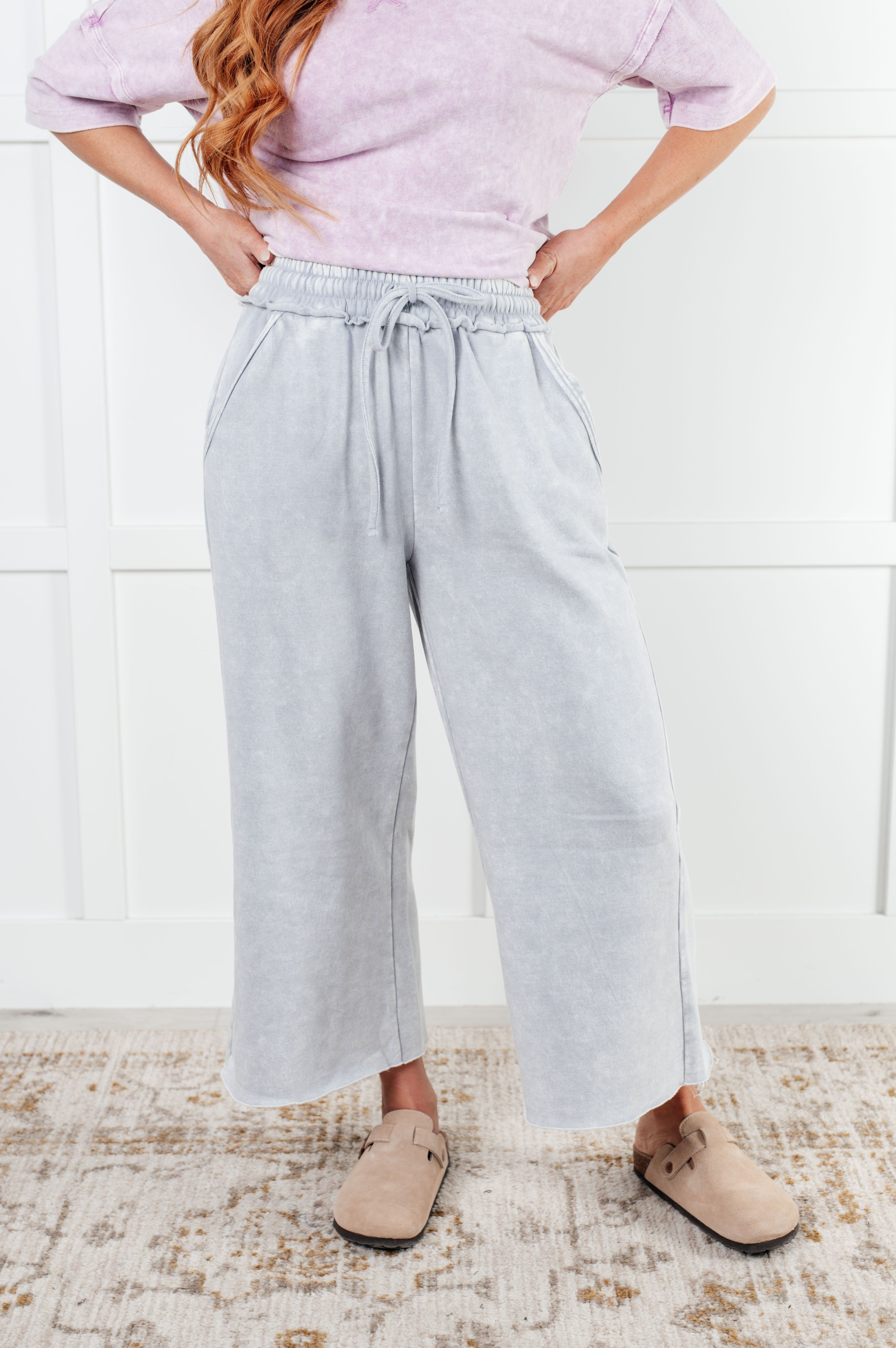 In or Out Wide Leg Cropped Pants • Light Grey