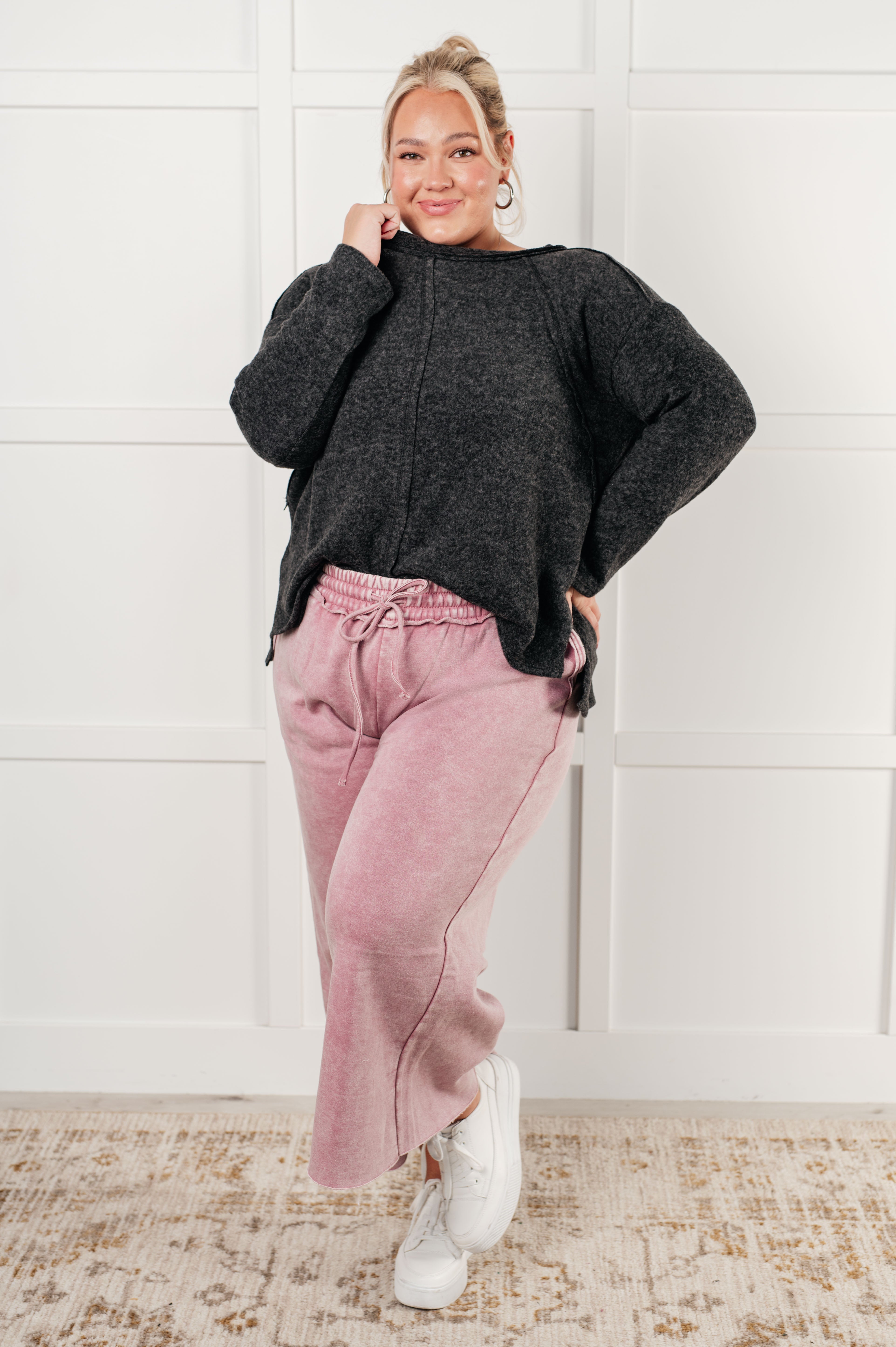 In or Out Wide Leg Cropped Pants • Light Rose