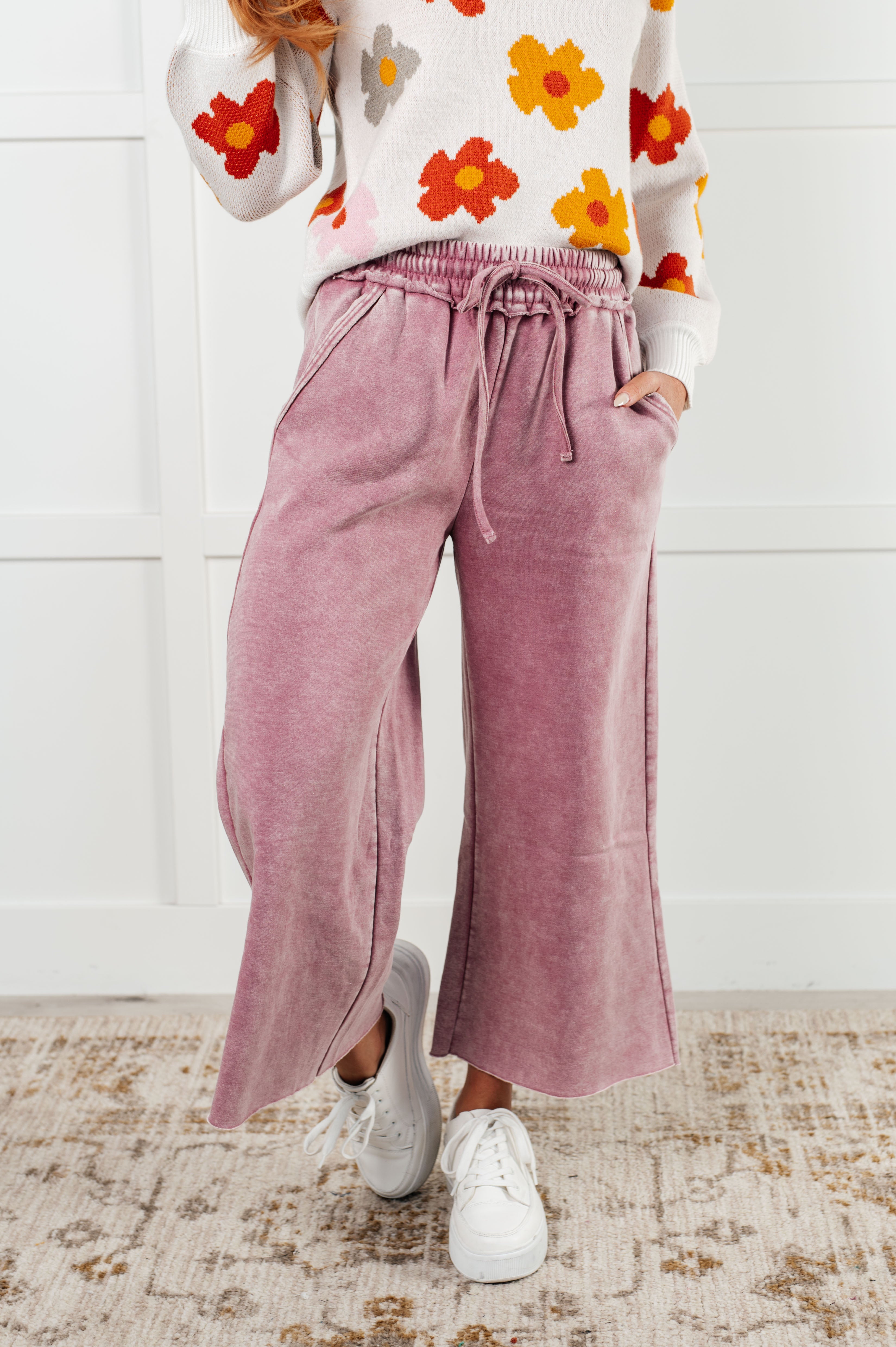 In or Out Wide Leg Cropped Pants • Light Rose