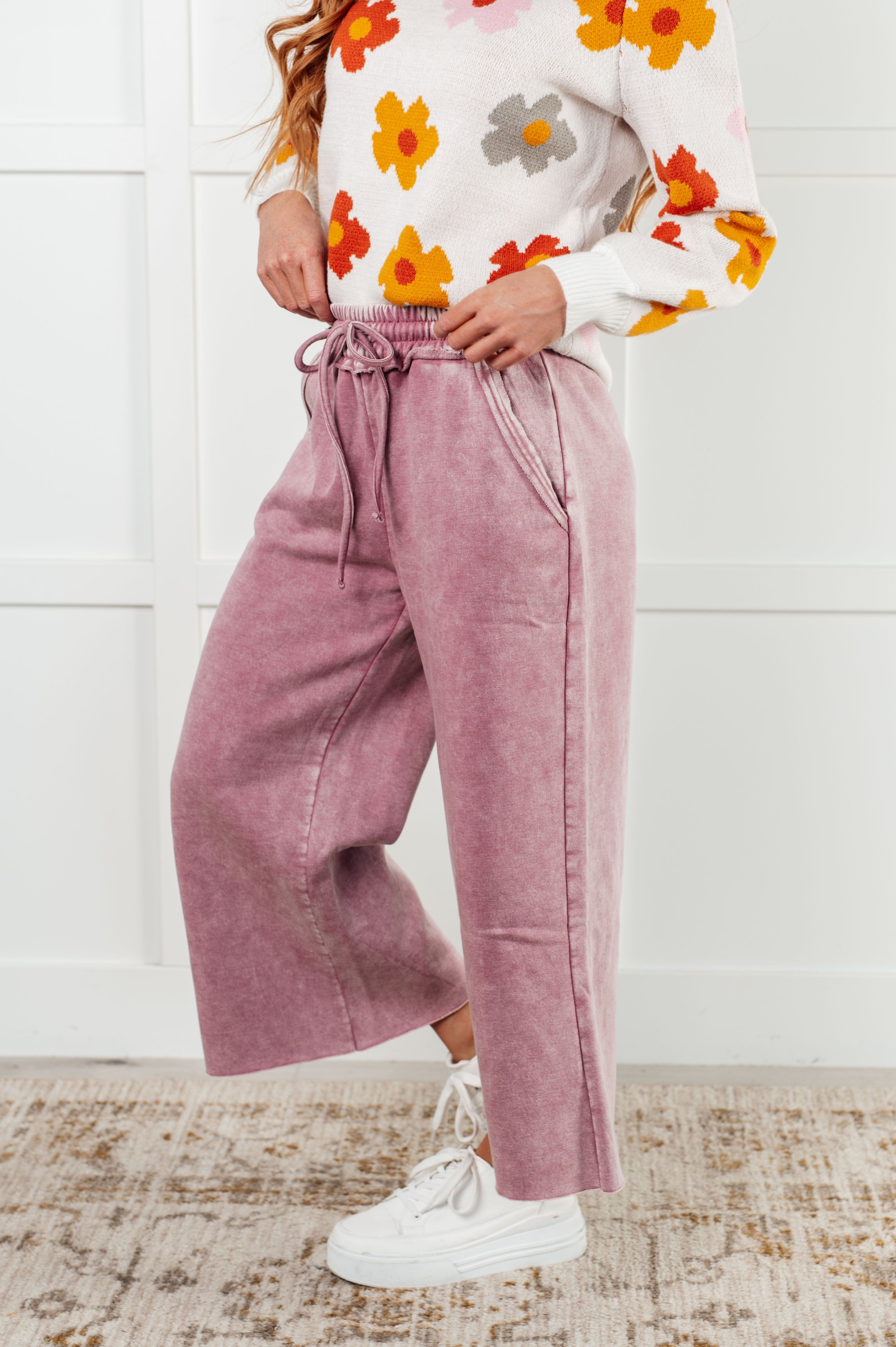 In or Out Wide Leg Cropped Pants • Light Rose