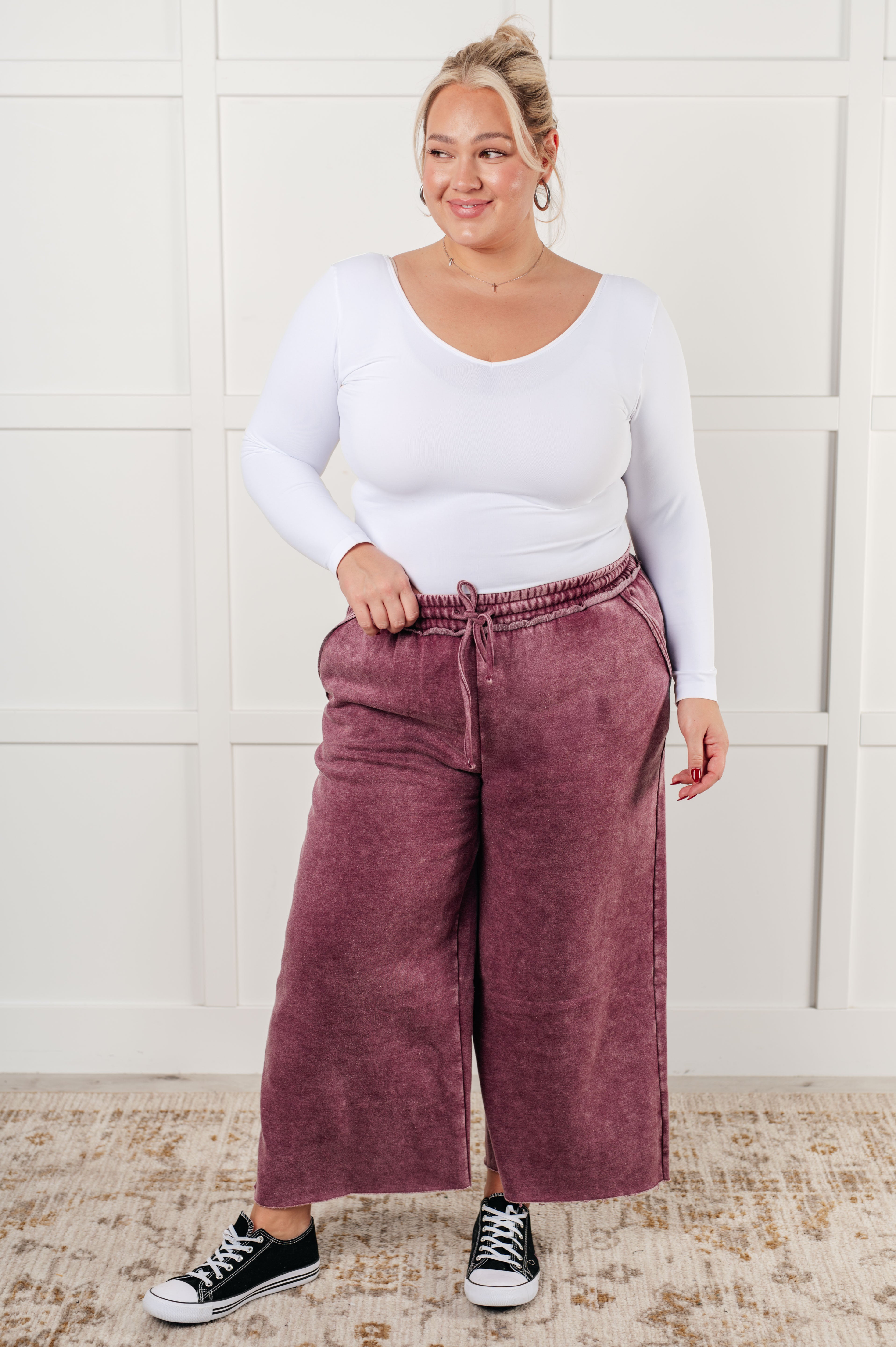 In or Out Wide Leg Cropped Pants • Eggplant