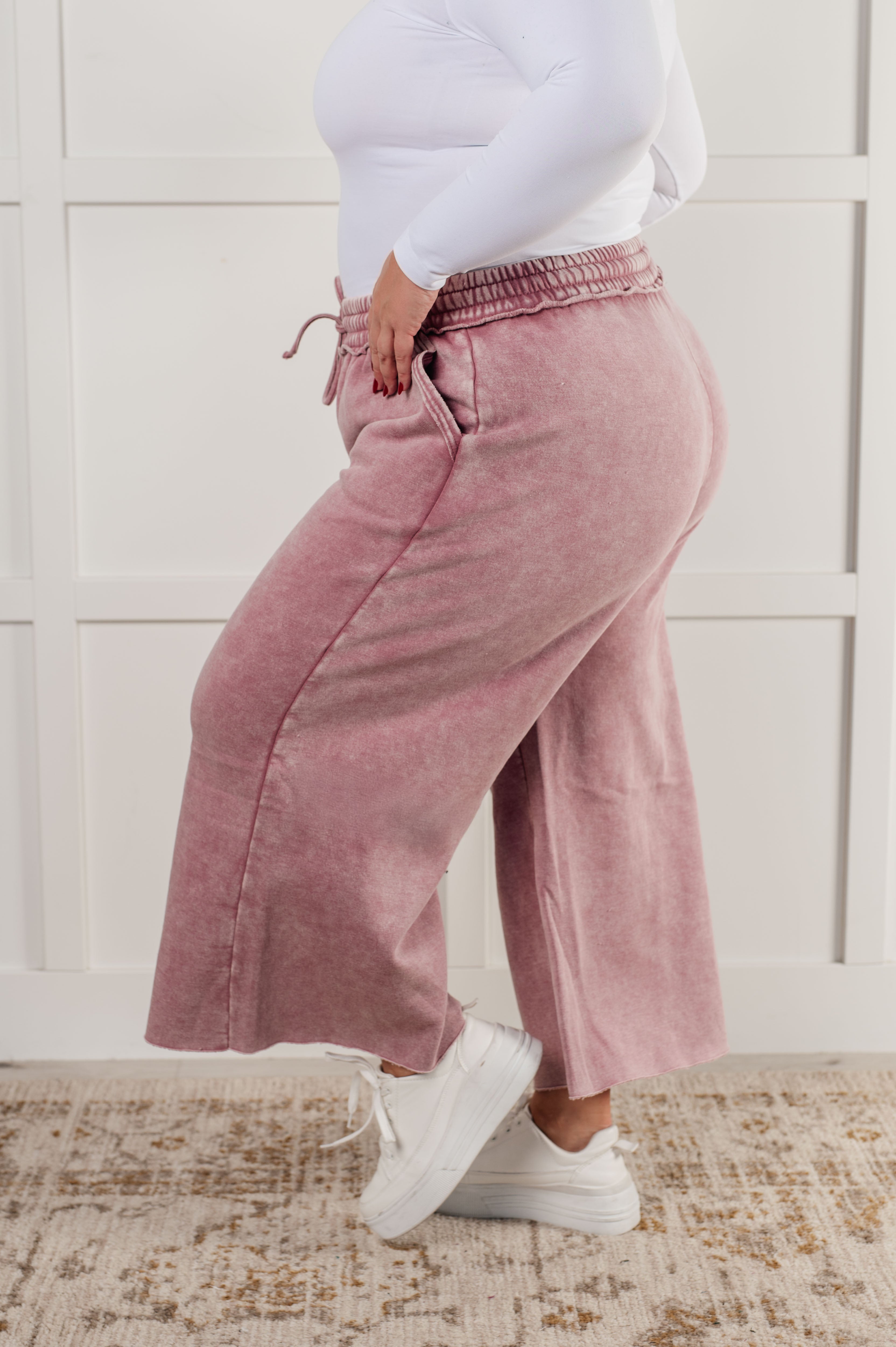 In or Out Wide Leg Cropped Pants • Light Rose