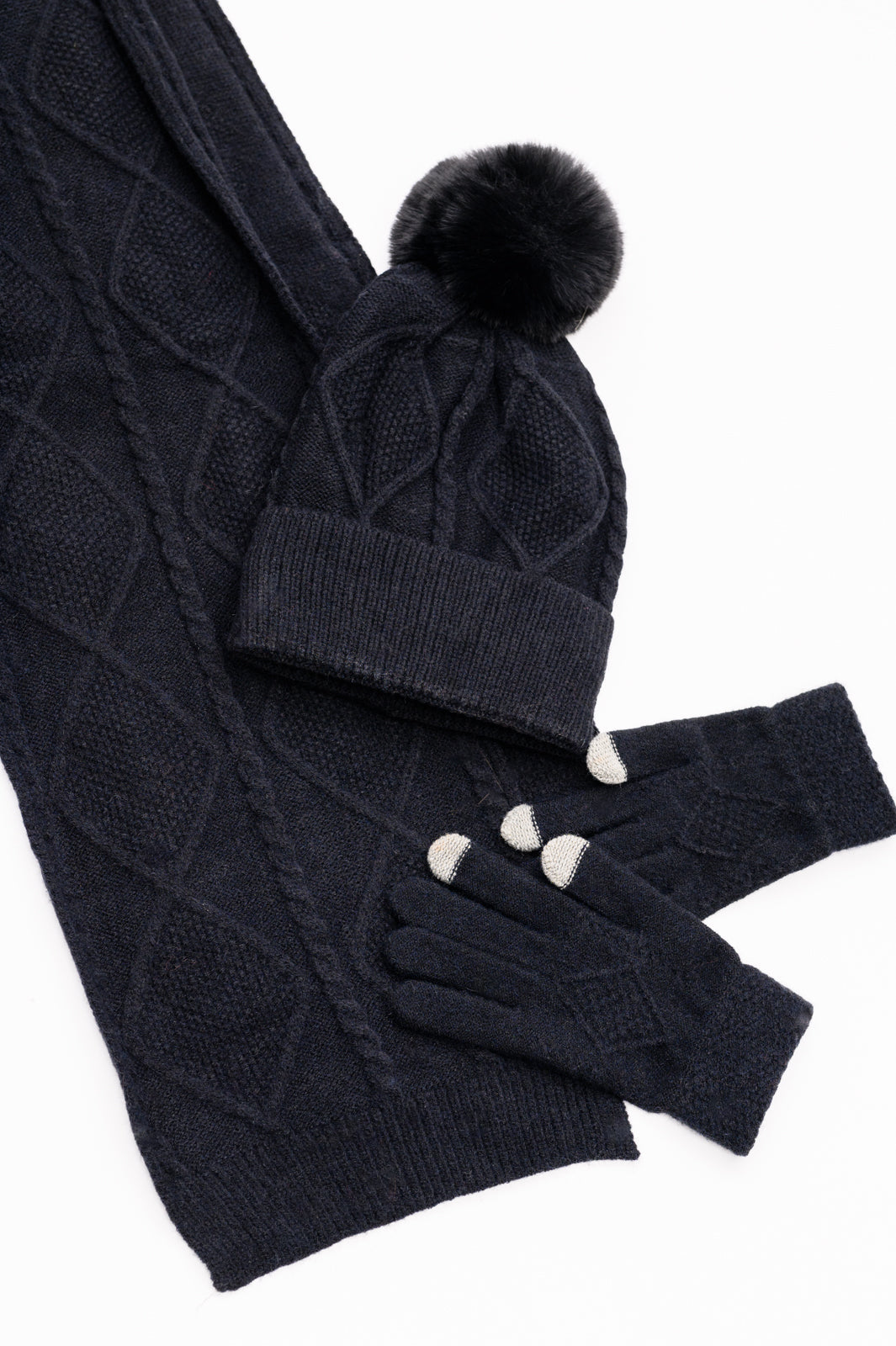 Jane Frost Beanie, Glove, and Scarf Set • Black