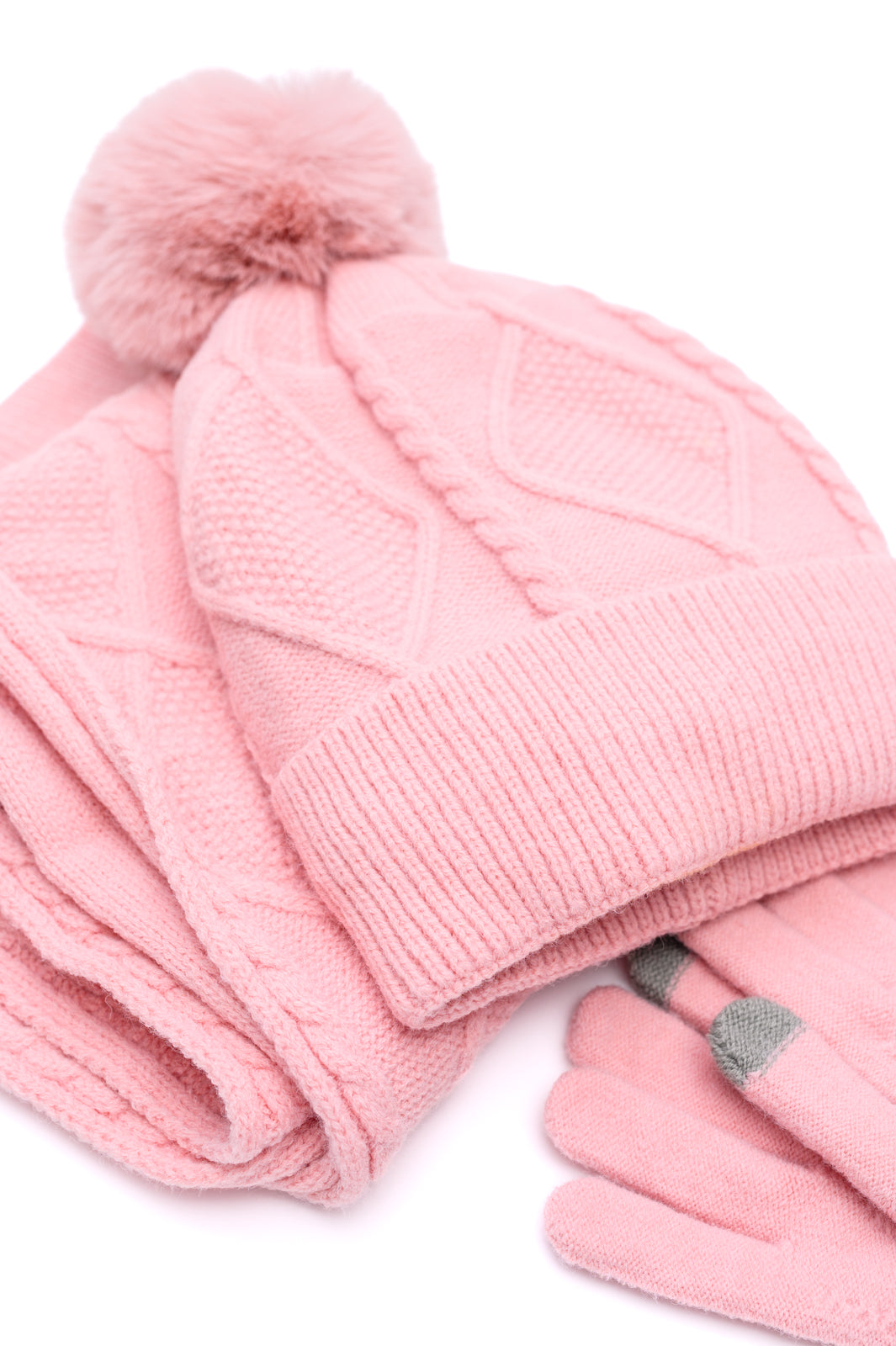 Jane Frost Beanie, Glove, and Scarf Set • Pink